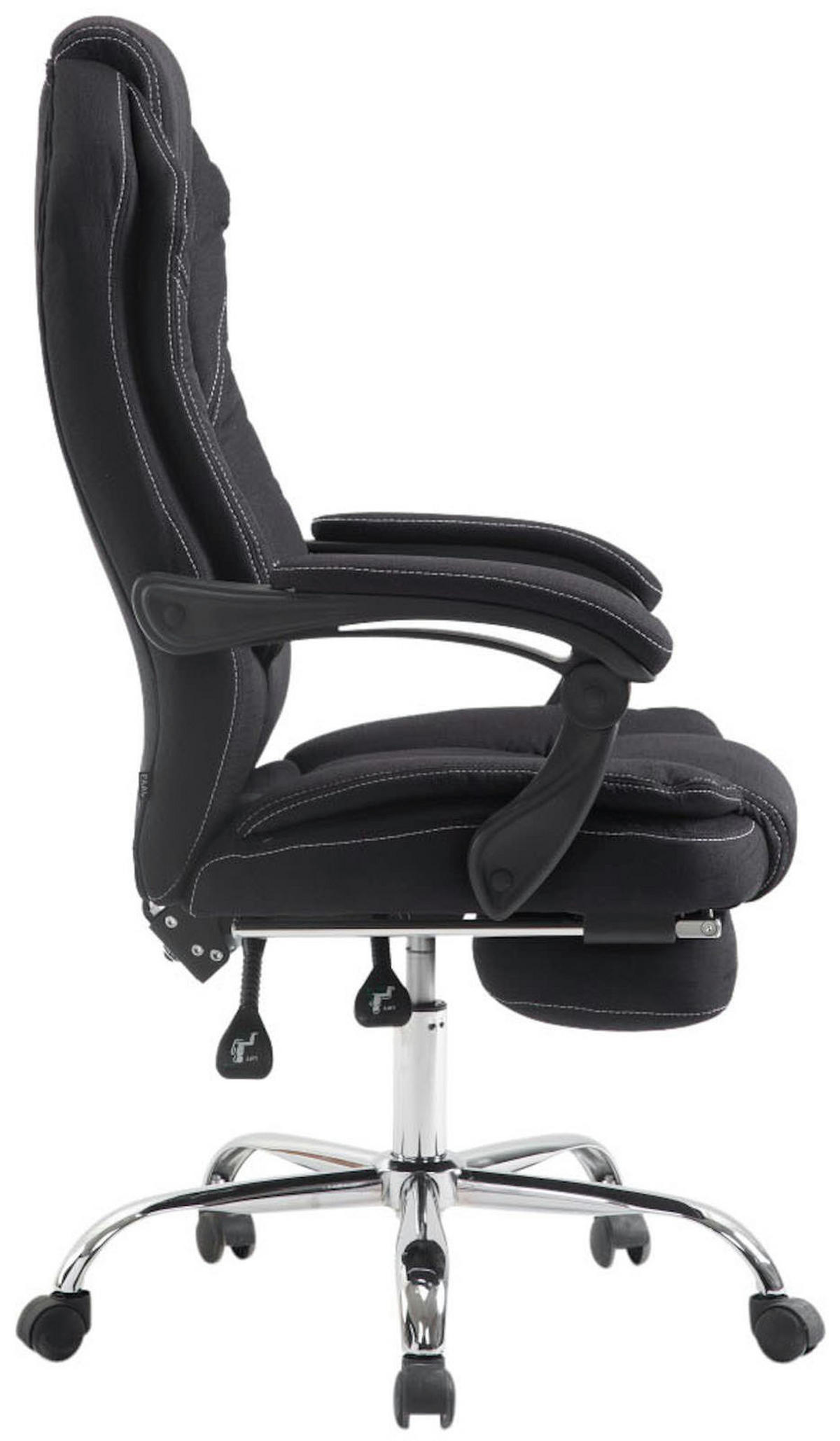 BÜROSTUHL MEDHA Stoff 114x67x64 Schwarz Stoff Metall - Schwarz, Textil/Metall (67/114/64cm) - DELUKE