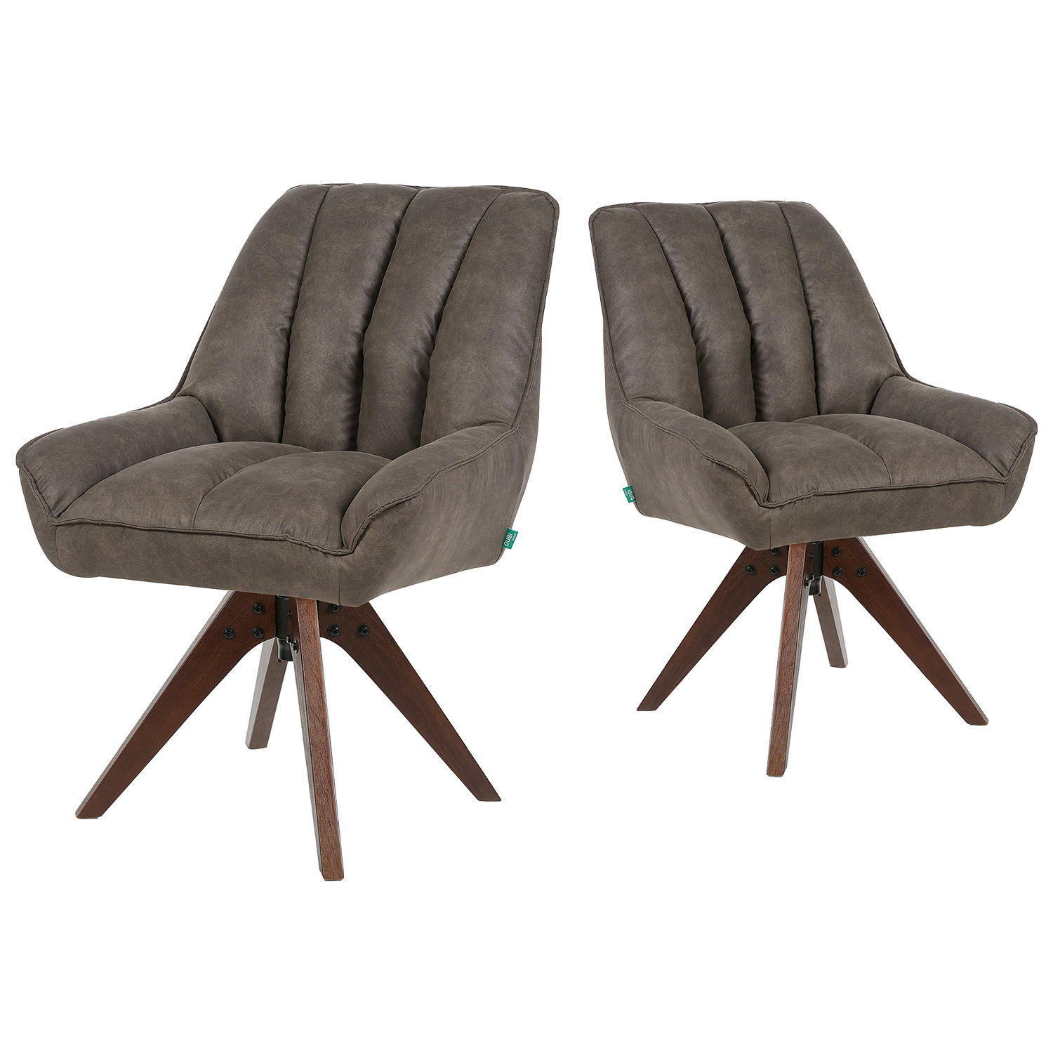 DREHSTUHL Mika-Lio 2er-Set - Taupe/Nussbaumfarben, Eichenholz/Holz (60/88/68cm) - DUBI Möbel