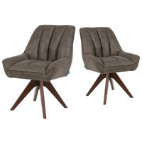 DREHSTUHL Mika-Lio 2er-Set - Taupe/Nussbaumfarben, Eichenholz/Holz (60/88/68cm) - DUBI Möbel
