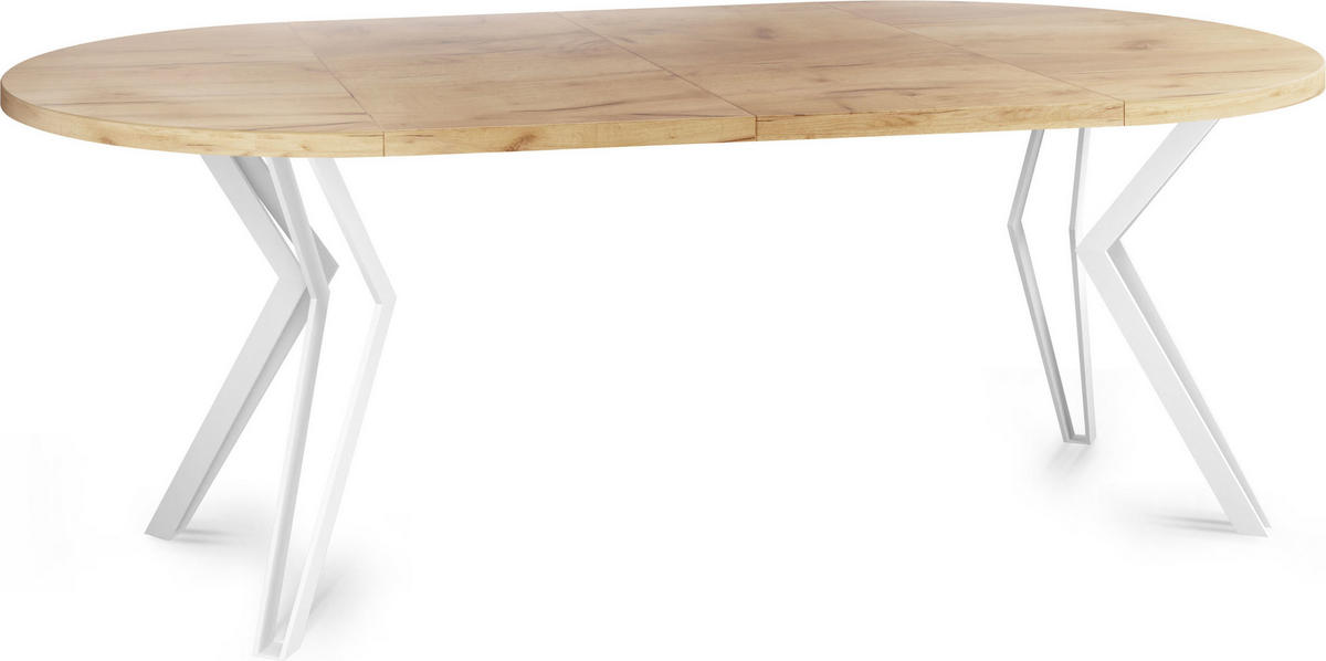 ESSTISCH Austin runder ausziehbarer, Craft Eiche 100-180/100/76 cm - Eiche Wotan/Braun, Holzwerkstoff/Metall (100/180/76cm) - WFL GROUP