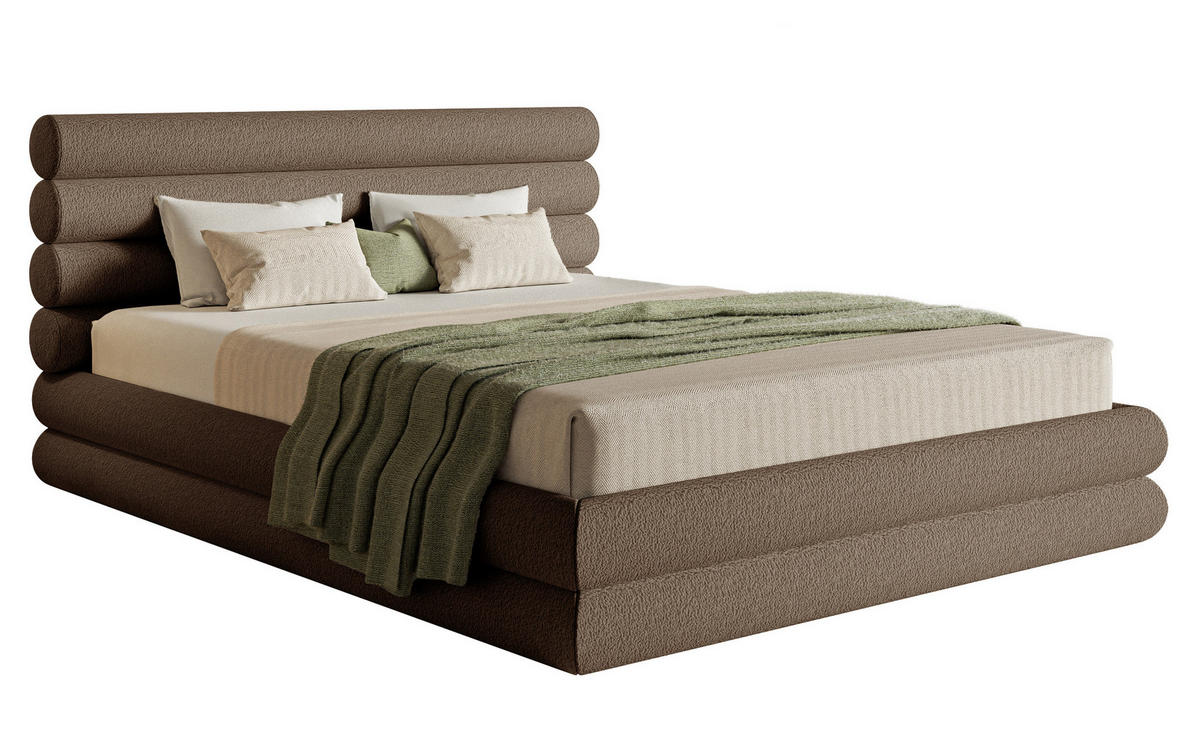 POLSTERBETT Buffalino Hellbraun Boucle 140/200 cm - Braun, Kunststoff/Textil (140/200cm) - Selsey