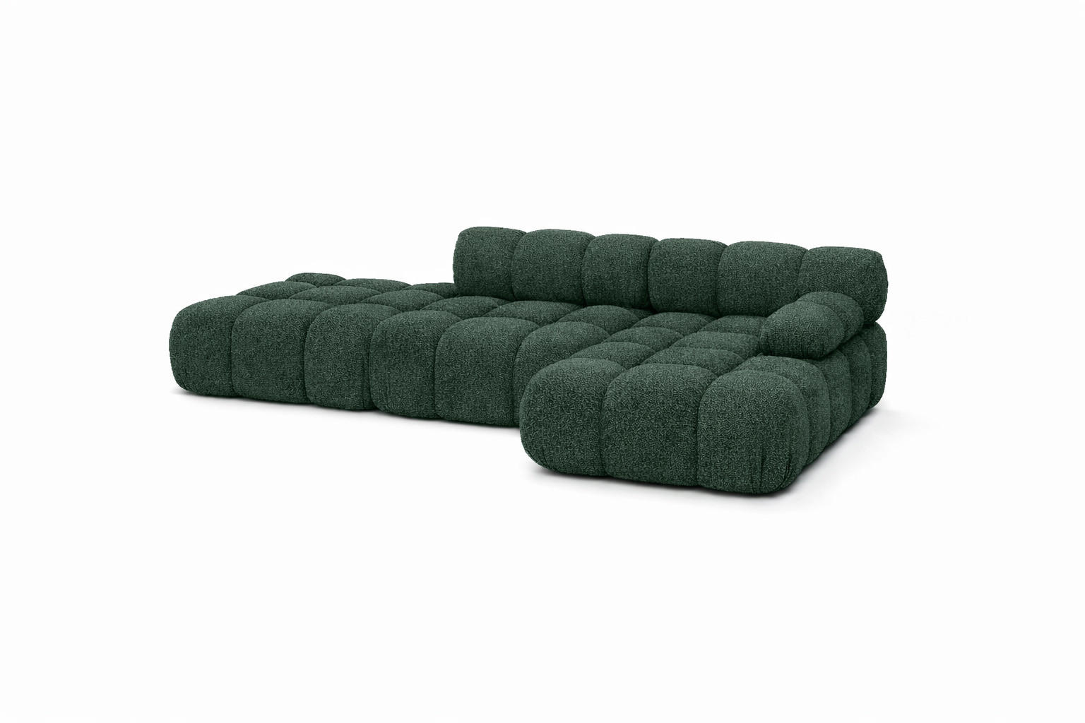 ECKSOFA L-Form Modular Mit Hocker, Bouclé-Stoff Abriamo, Dunkelgrün, Rechts, Selia - Dunkelgrün, Holz (285/160cm) - Kaiser Möbel