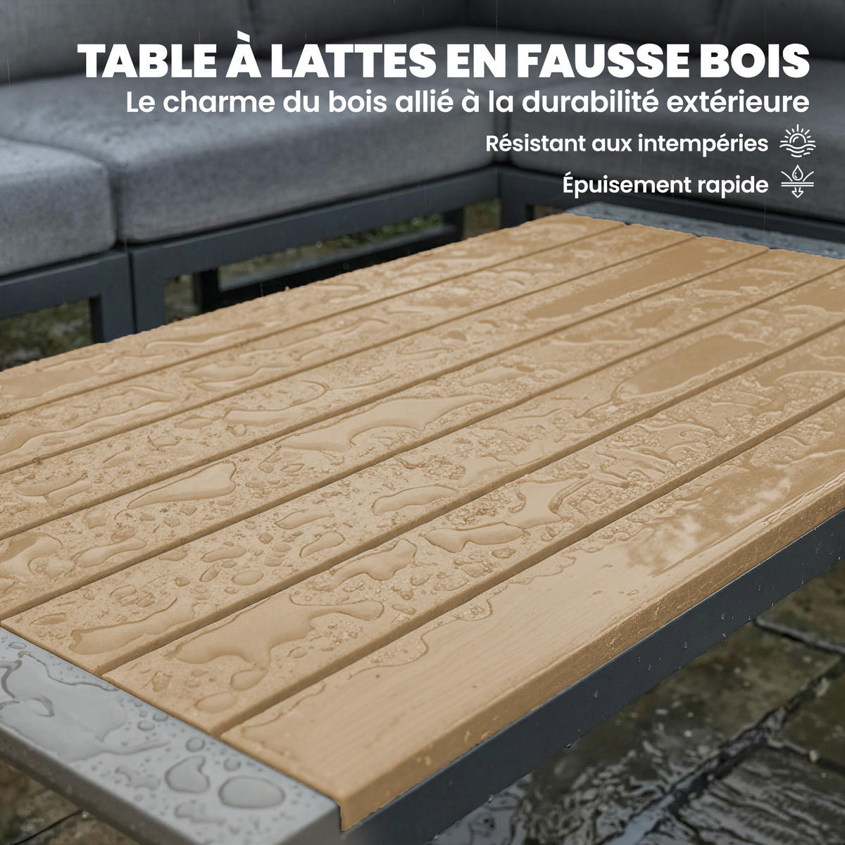 GARTENMÖBELSET DE-13529 6-sitzig mit 3 Sofas & Tisch Dunkelgrau - Hellgrau, Metall - ComfortXL