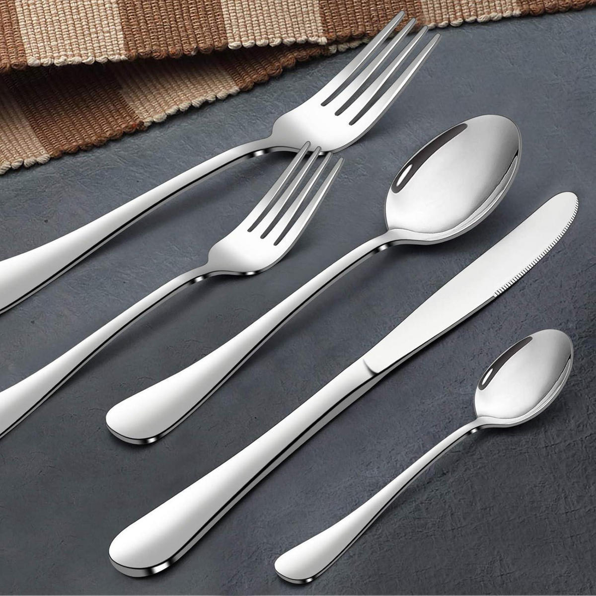 BESTECKSET 30-teilig für 6 Personen Edelstahl poliert - Silberfarben, Metall