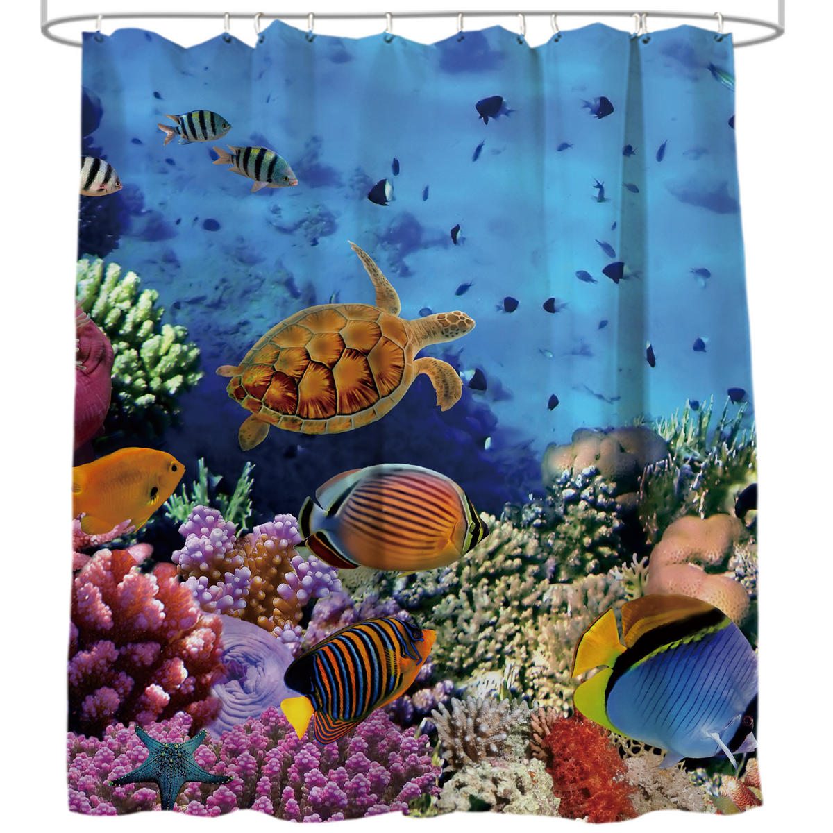 DUSCHVORHANG Ocean 180 x 200 cm - Blau, Textil (180/200cm) - Sanilo