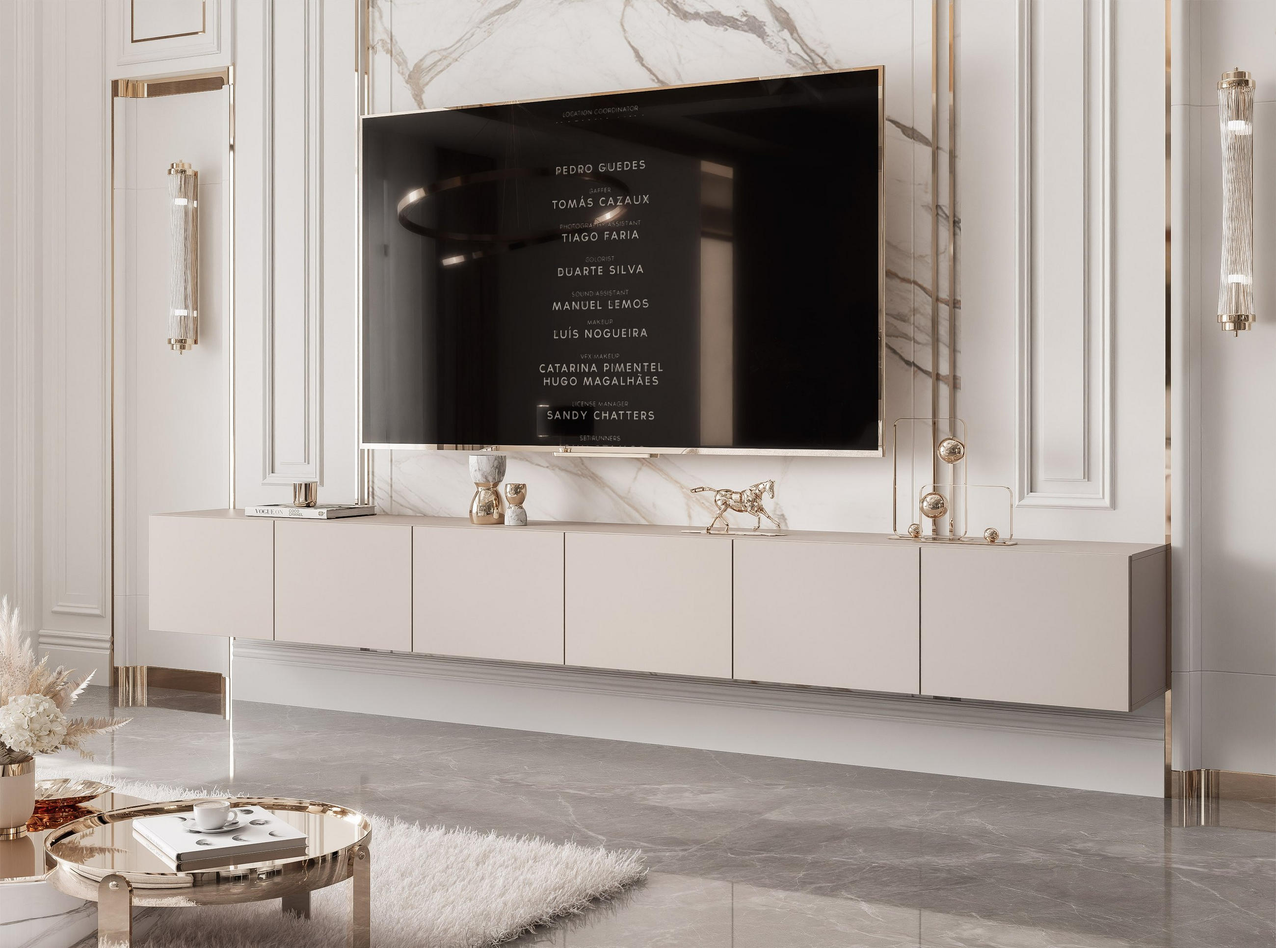 TV-LOWBOARD kaschmir, hängend mit LED-Beleuchtung - Kaschmir, Holzwerkstoff (300/36/40cm) - Idohome