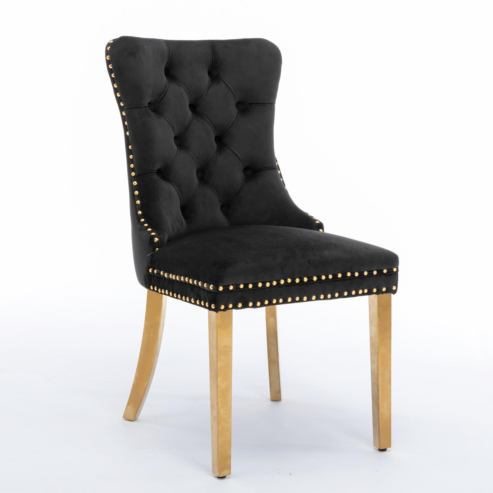 STUHL-SET DE-36289 2 Stück mit goldenen Beinen Schwarz - Schwarz, Holz (50/95/65cm) - ComfortXL