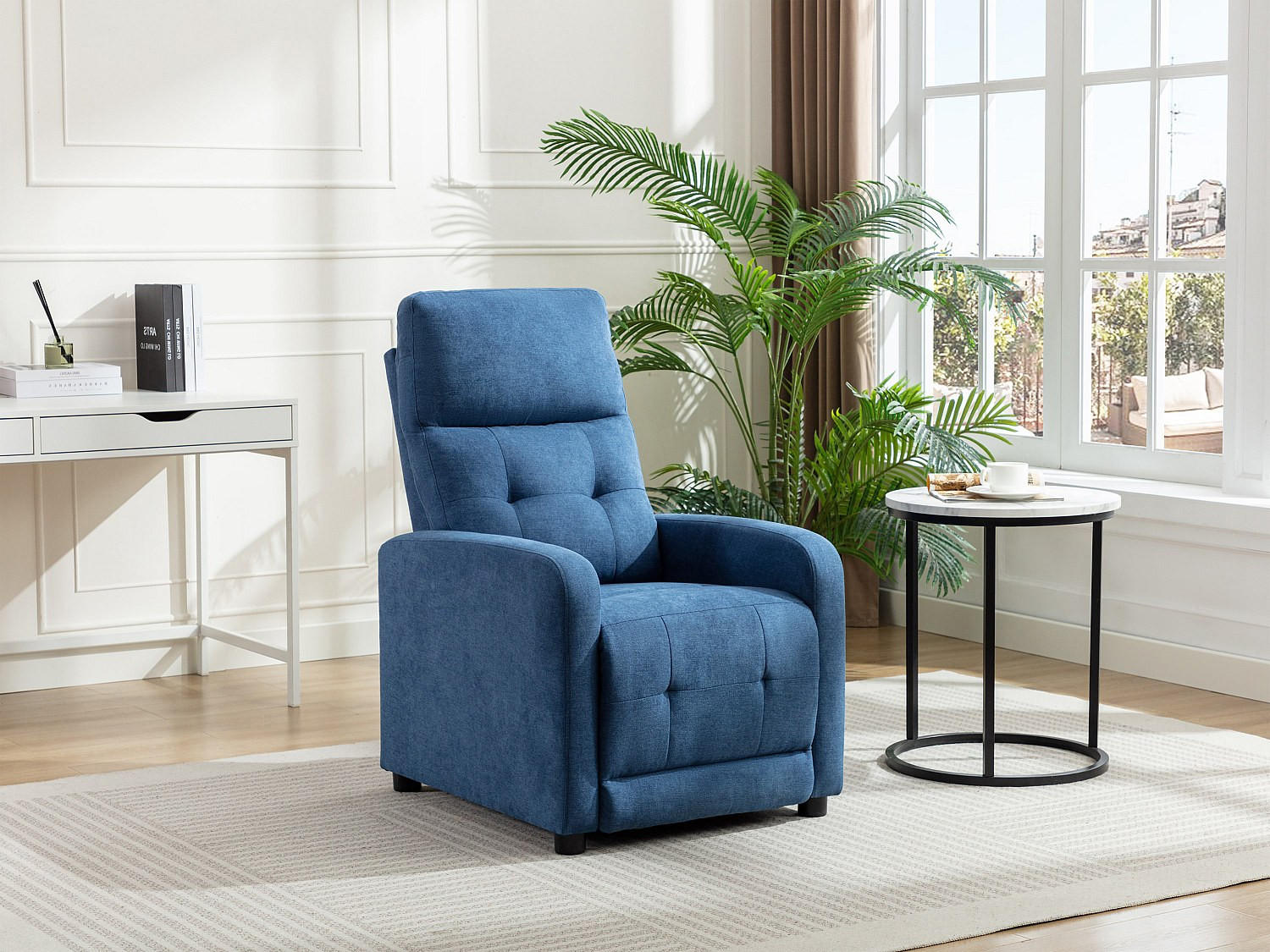 Thumbnail - Vente-Unique Relaxsessel, Blau, Textil, Uni, 1-Sitzer, 65x98x93 cm, Wohnzimmer, Sessel, Relaxsessel