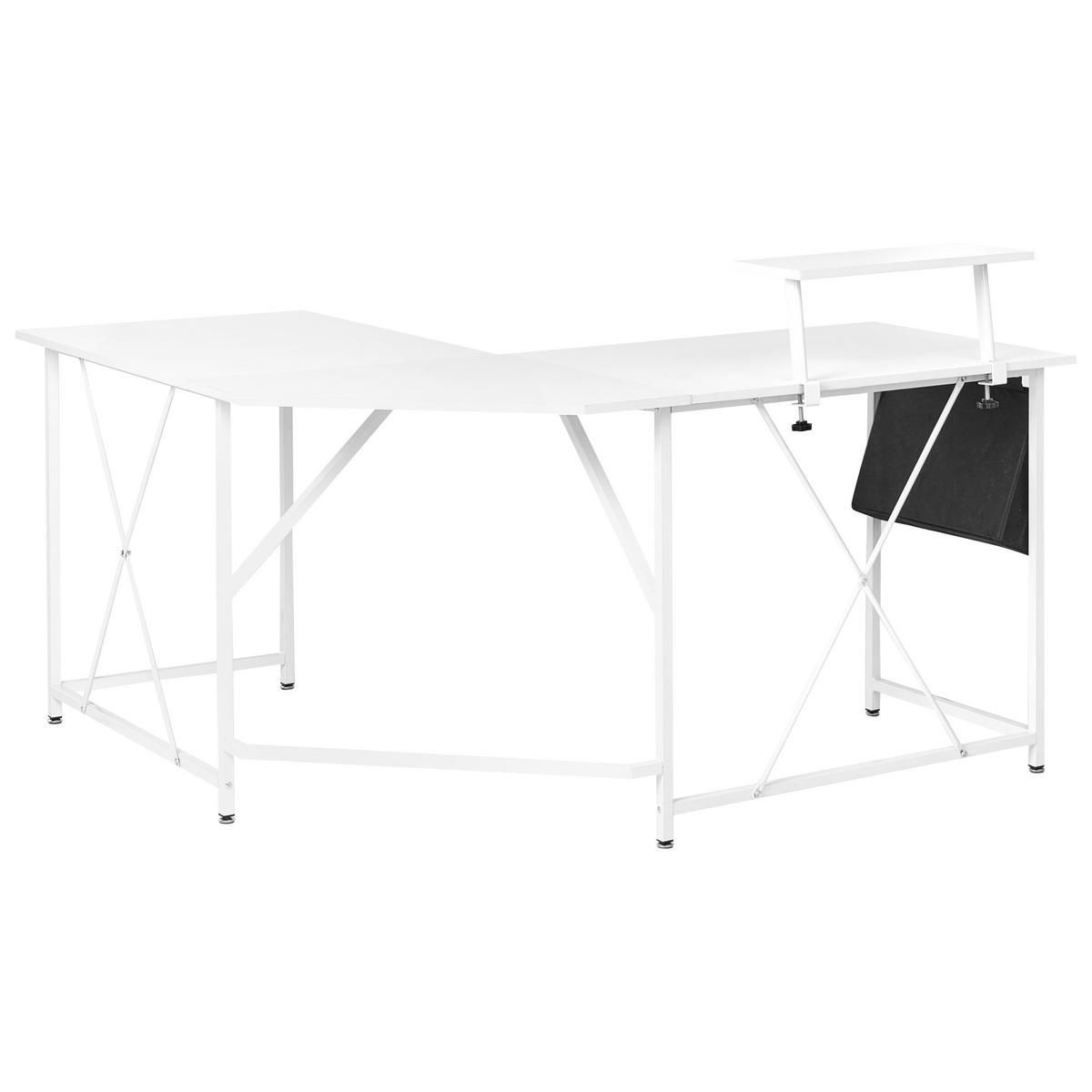BIROU DE COLȚ alb 180/140 cm cu spațiu de depozitare Tacony - alb, compozit lemnos (140/180/94cm) - Beliani