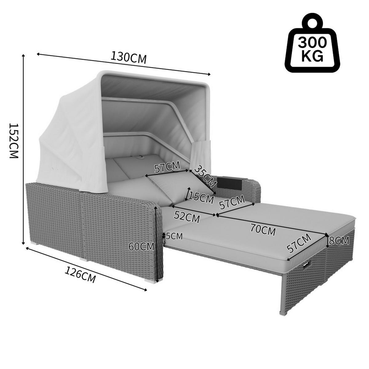 LOUNGESOFA Abnehmbare Markise in Grau - Grau, Textil (126/152/130cm) - KOMHTOM