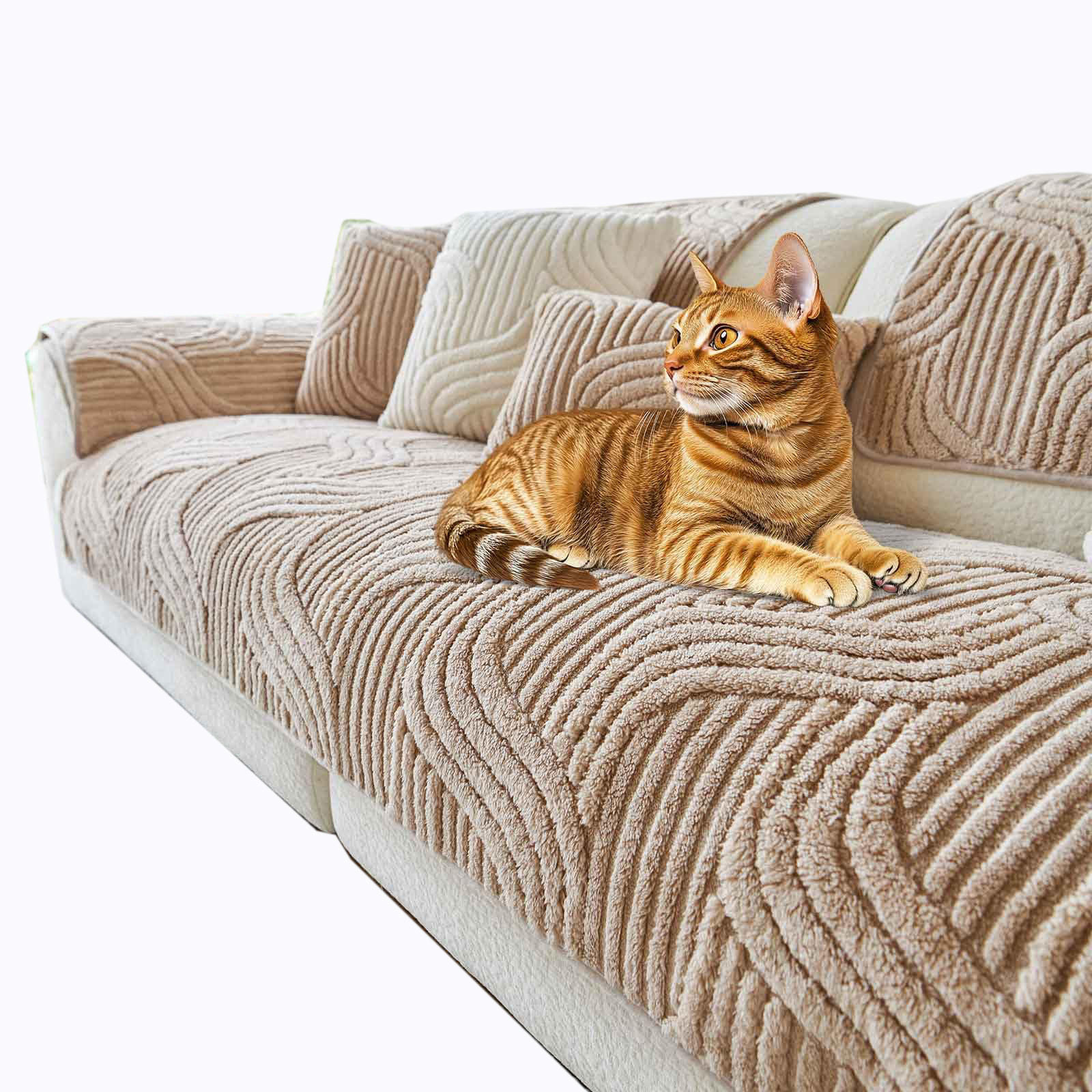 SOFAÜBERWURF Hellbraun 1 Stück Luxuriöses Plüschmaterial - Hellbraun, Textil (90/0.03/210cm) - Kaket