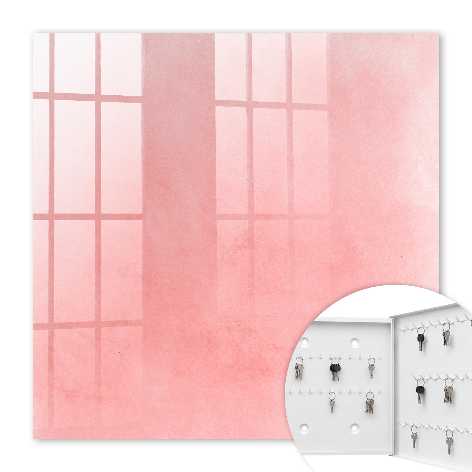 SCHLÜSSELBOX Weiß 30x30 cm – Türöffnung nach rechts - Rosa Hintergrund - Pink, Metall (30/30/5cm) - TULUP