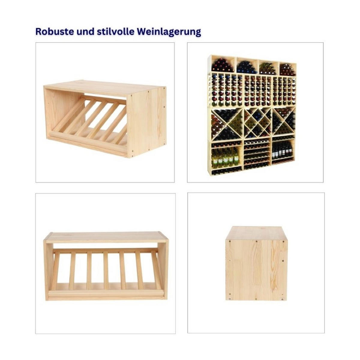 WEINREGAL Vincellar Mod 30x60x30 cm Schräg Modul Für 6 Flaschen Massives Kiefernholz Natur - Naturfarben, Holz (60/30/30cm) - PROREGAL