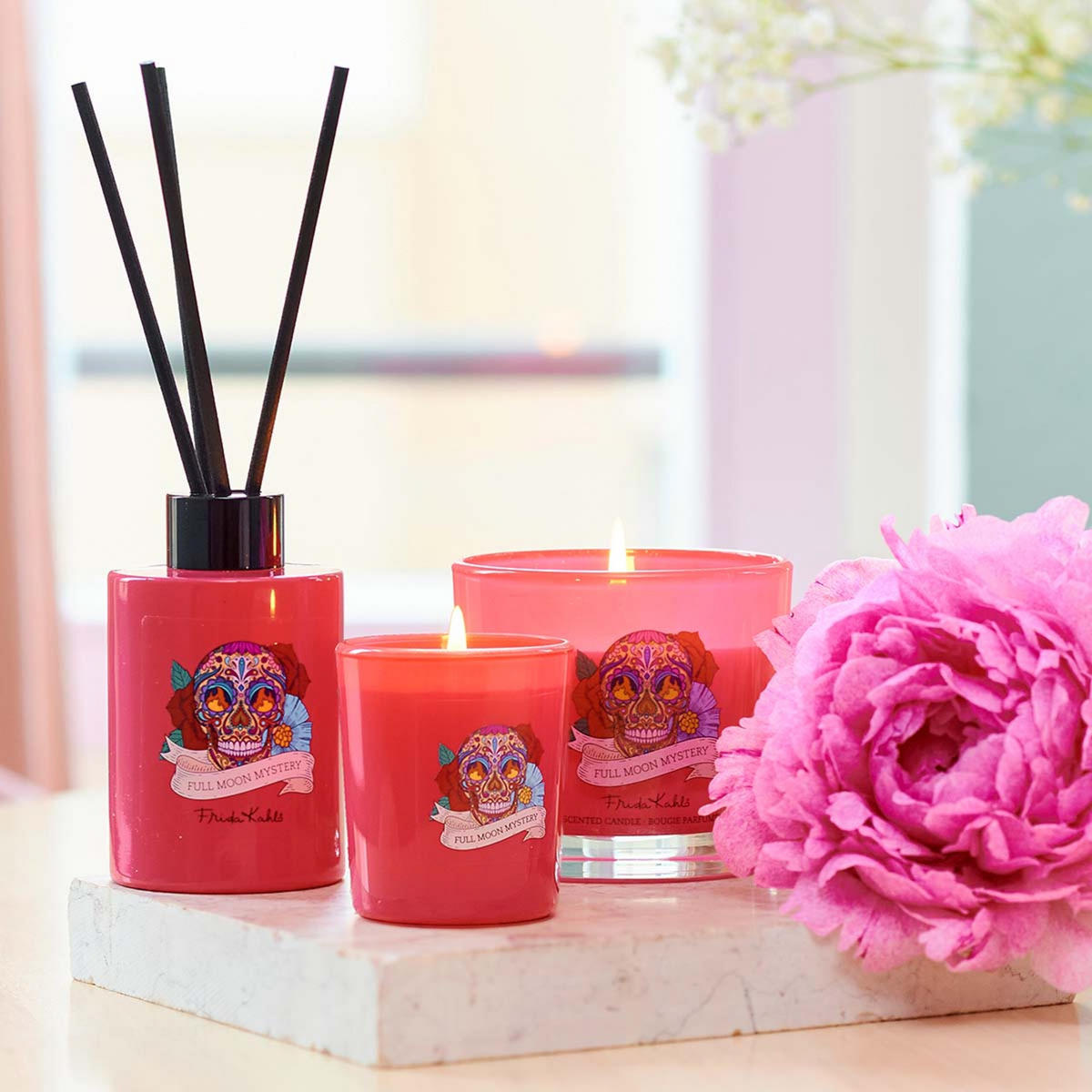 FRIDA Kahlo Duftkerze - Rot, Naturmaterialien/Glas (8cm)