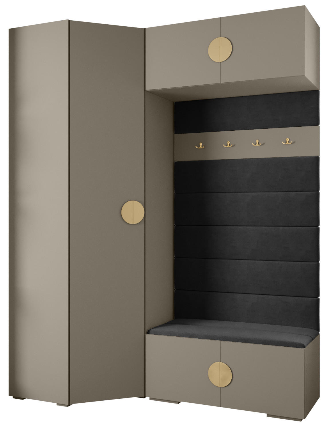 Abiks Möbel Garderoben-Set Kaschmir, Schwarz, Gold 181.7x236.7x47 cm