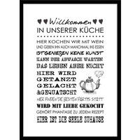 BILD mit Rahmen 51x71 cm Spruch: Küche - Weiß, Holz (51/71cm) - artissimo