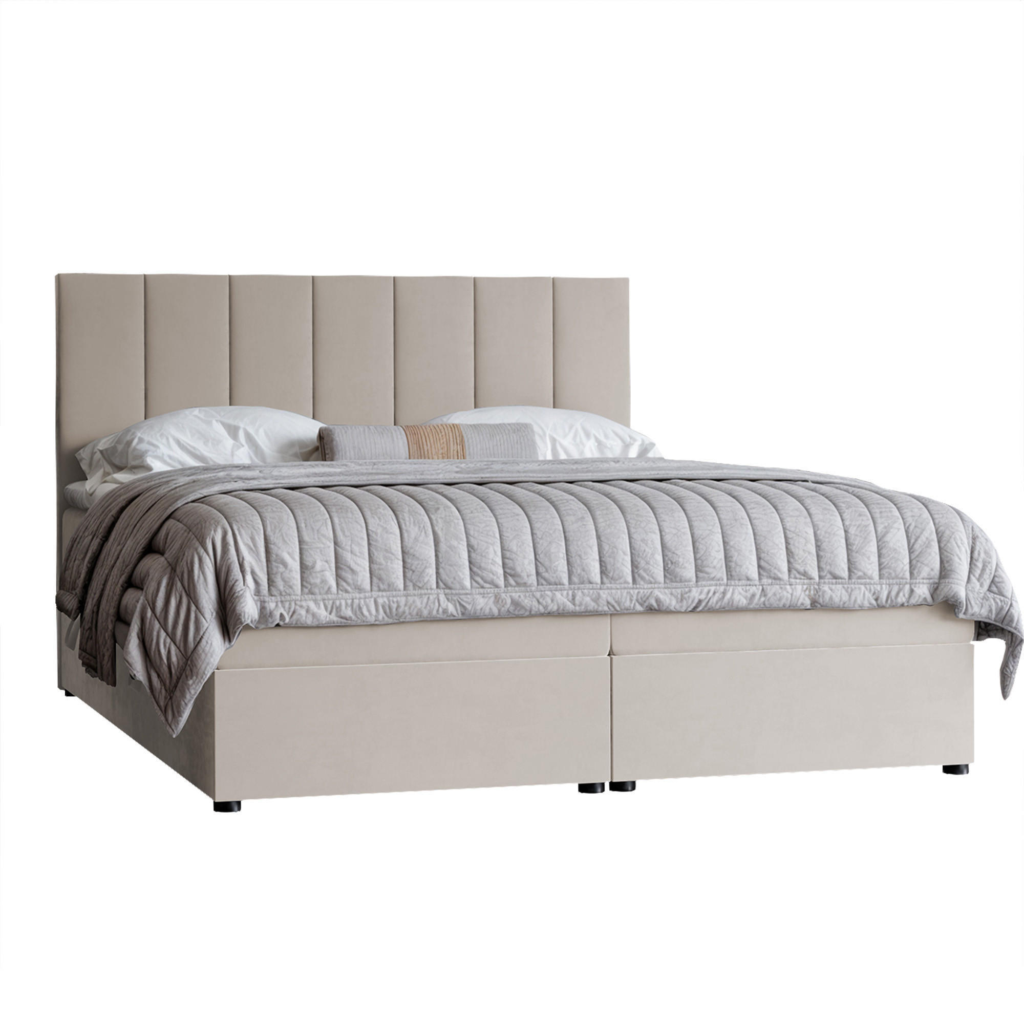 BOXBETT ZELTO 200/200 cm, mit Matratze und Topper, Creme - Creme, Holzwerkstoff/Textil (200/200cm) - Idohome