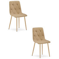 ESSZIMMERSTUHL 2-er Set TYRA brauner Sitz, Beine in Holzfarbe - Eichefarben/Braun, Textil (44.5/87/54.5cm) - Valora