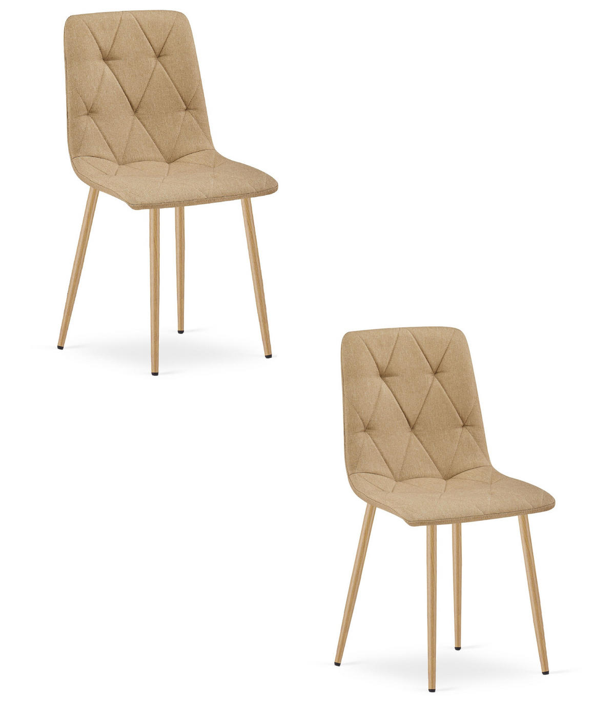 ESSZIMMERSTUHL 2-er Set TYRA brauner Sitz, Beine in Holzfarbe - Eichefarben/Braun, Textil (44.5/87/54.5cm) - Valora