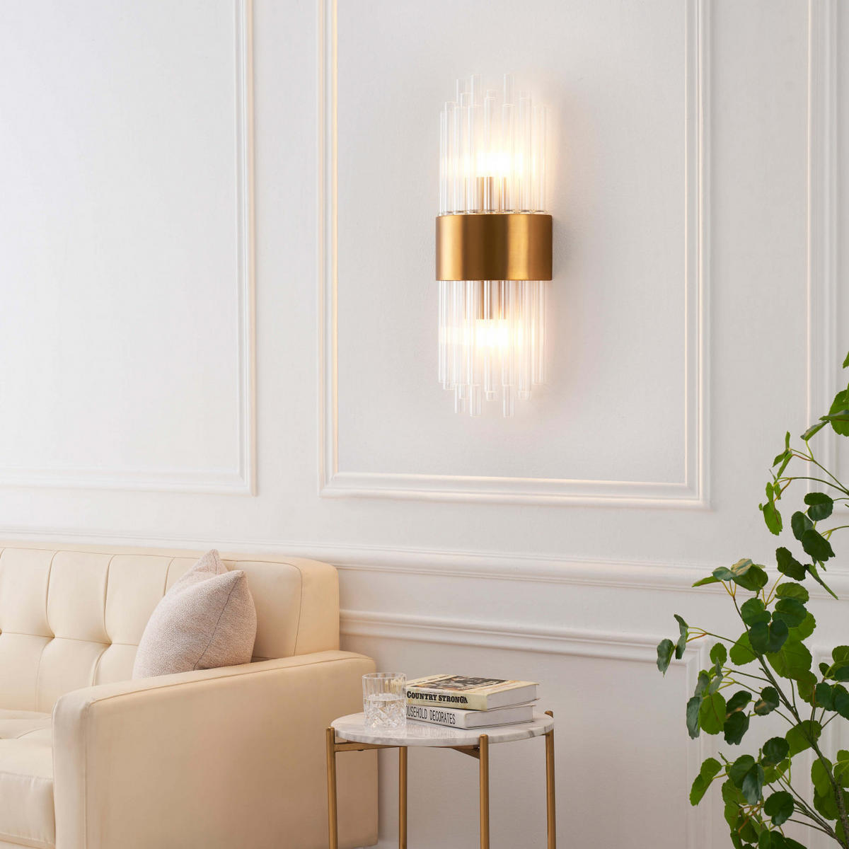 WANDLEUCHTE Almeria, Gold / Messing, 52cm - Goldfarben, Glas (20/52/10cm) - KOSILUM