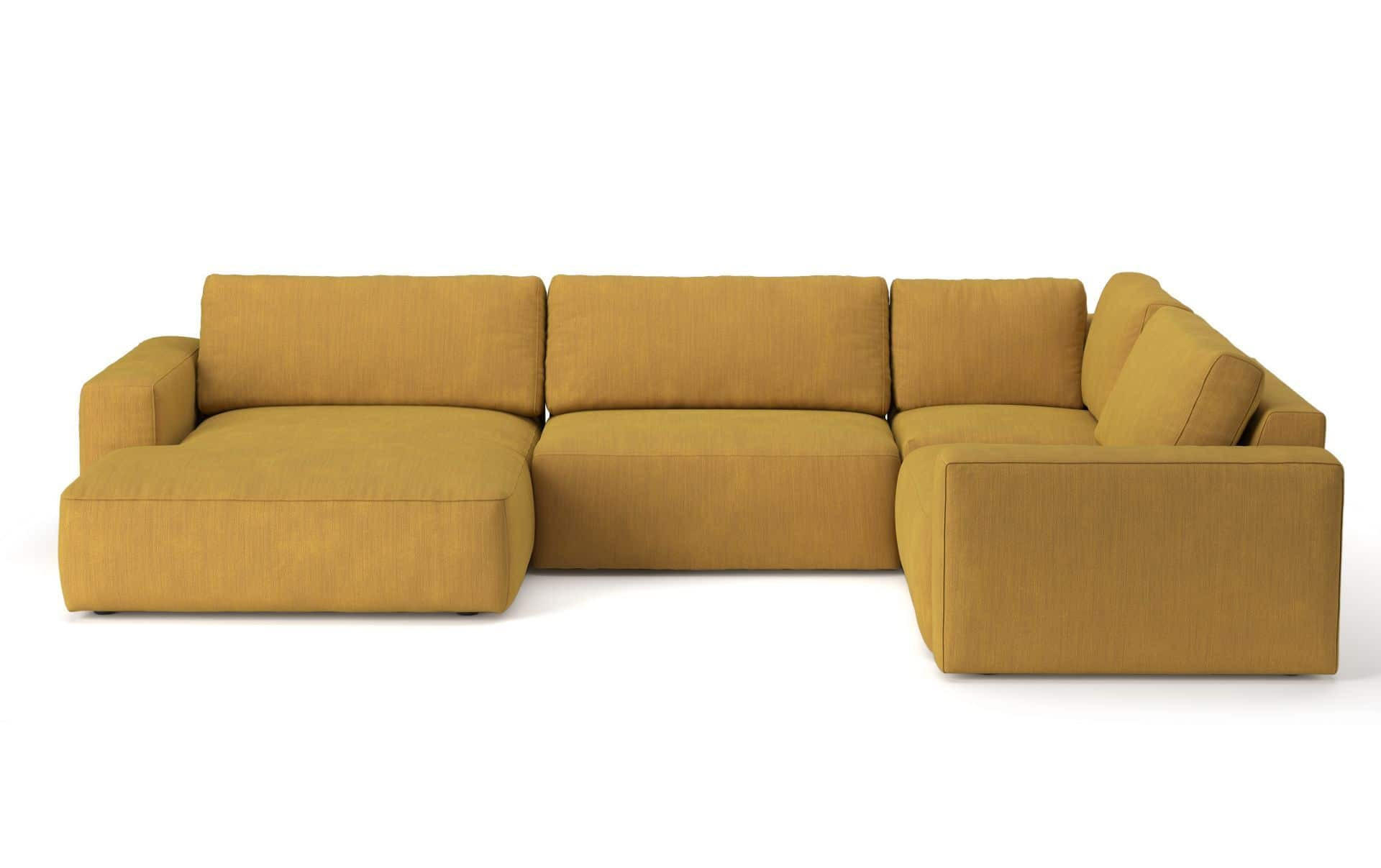 WOHNLANDSCHAFT mit wasserabweisendem Stoff - Currygelb/Gelb, Holz/Kunststoff (249/89/367cm) - Cotta