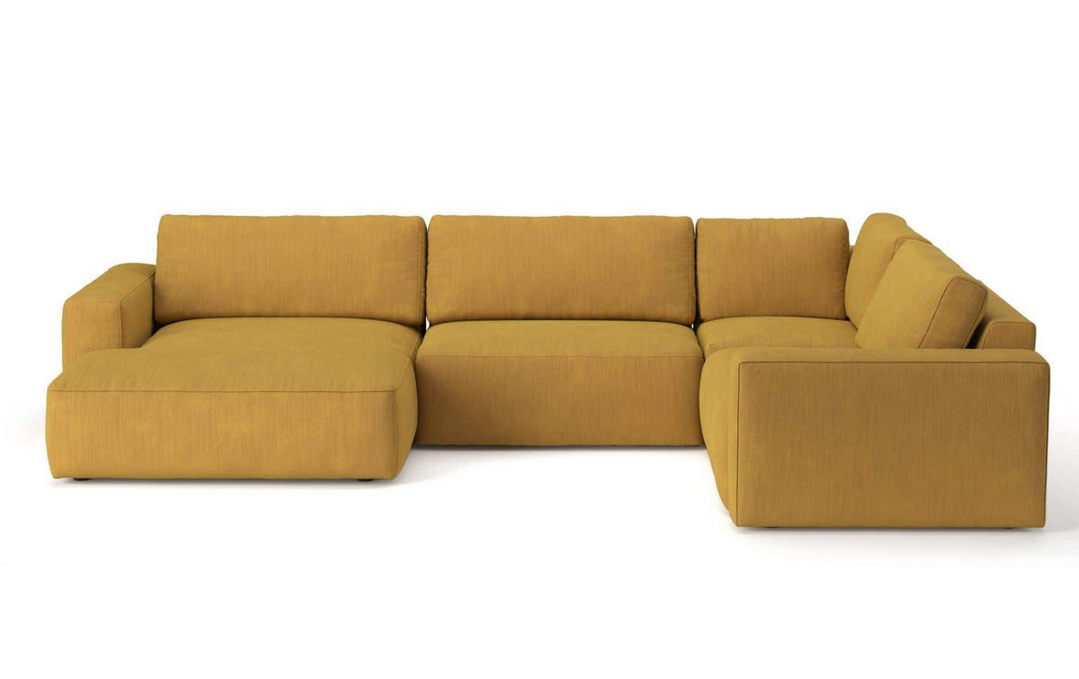 WOHNLANDSCHAFT mit wasserabweisendem Stoff - Currygelb/Gelb, Holz/Kunststoff (249/89/367cm) - Cotta