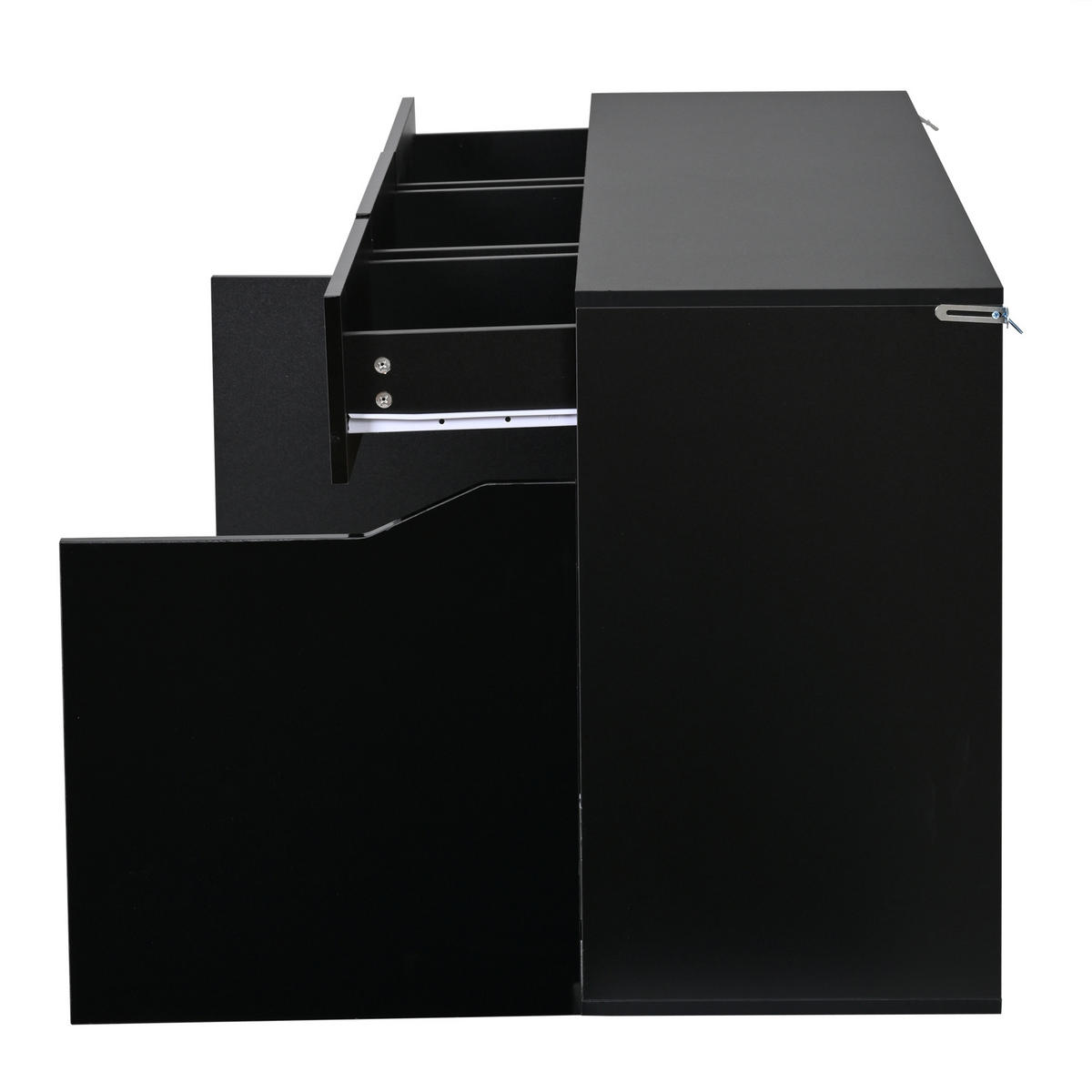 SIDEBOARD LED Schwarz Holz 4 Schubladen 2 Fächer 140x40x70cm - Schwarz, Holzwerkstoff (40/70/140cm) - FLIEKS