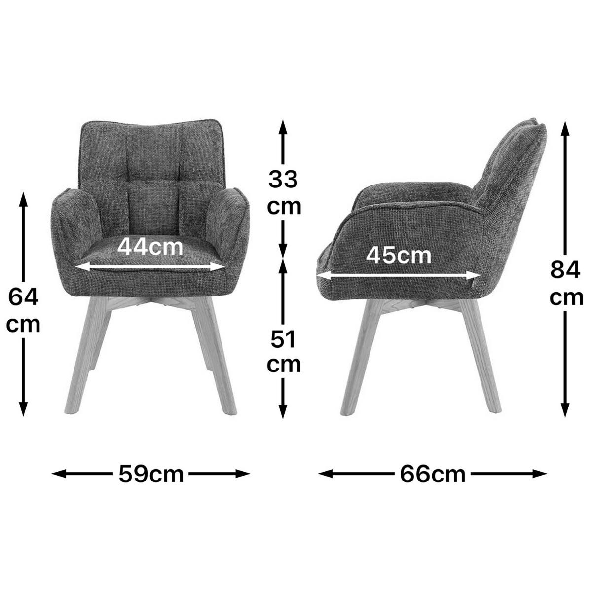 DREHSTUHL Mika-Ella - Honigeiche/Grau, Eichenholz/Holz (59/84/66cm) - DUBI Möbel