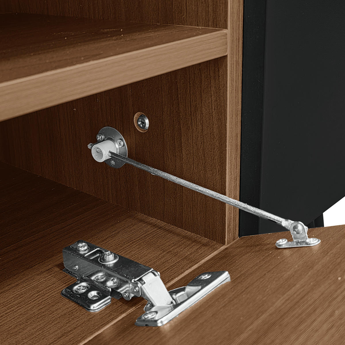 TV-ELEMENT Schwarz und Holzoptik 180/36/43 cm - Schwarz/Braun, Holz (36/43/180cm) - Urban Meuble