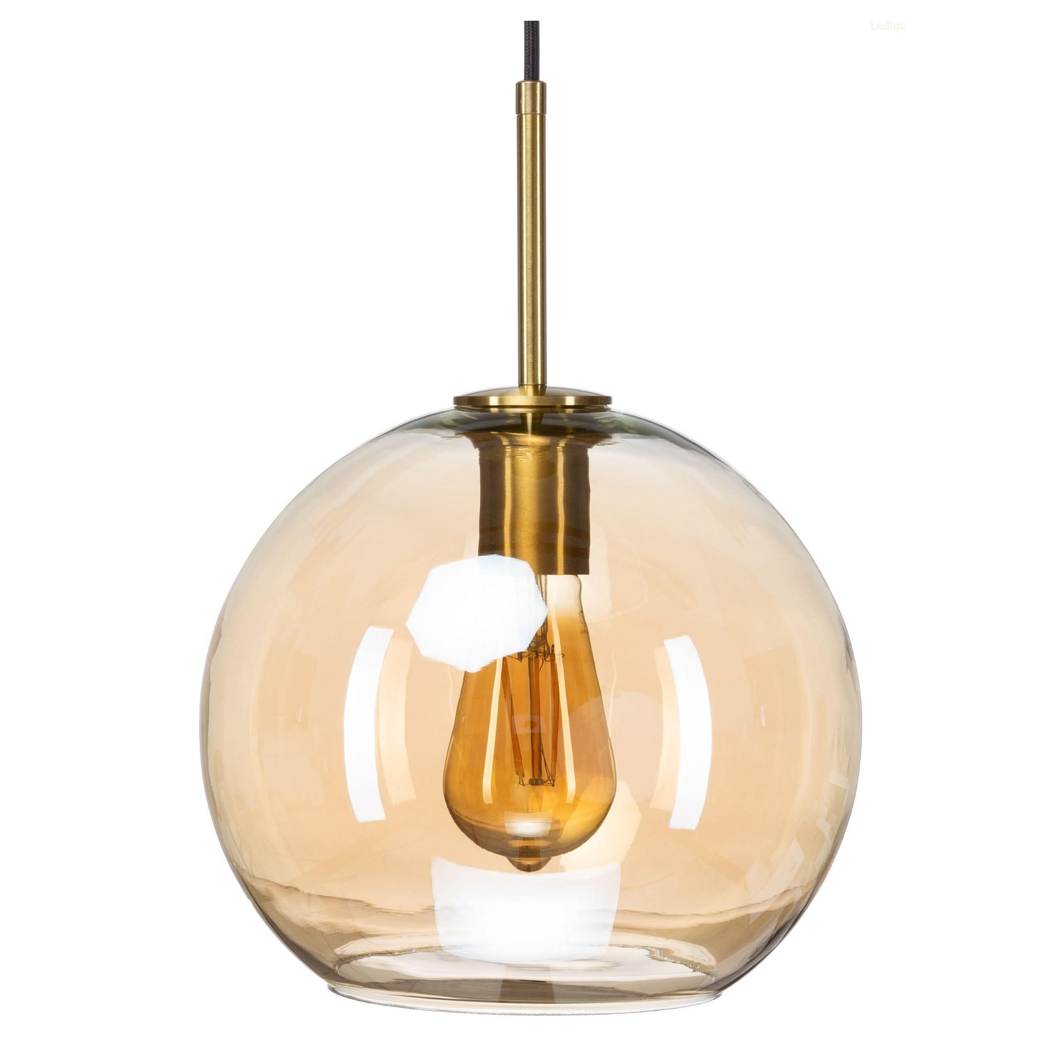 PENDELLEUCHTE Paris - Honigeiche/Goldfarben, Glas/Metall (24/24/115cm) - kiki design