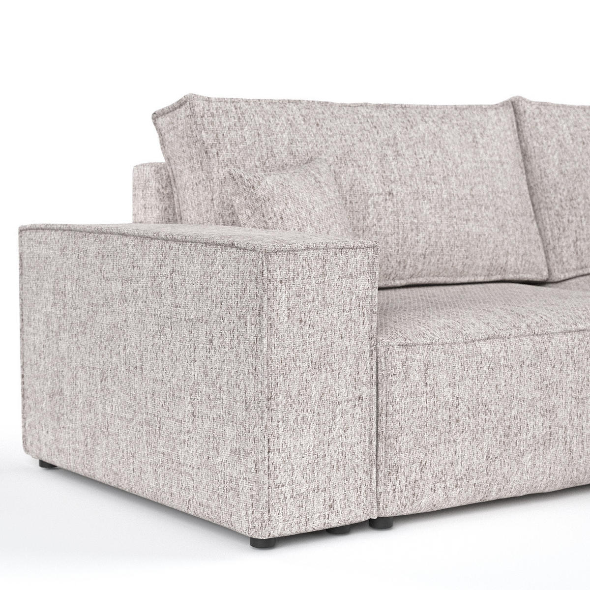 ECKSOFA AVION mit Schlaffunktion Beige im Neve Stoff - Beige/Schwarz, Holz/Holzwerkstoff (253/148cm) - AltaBeds