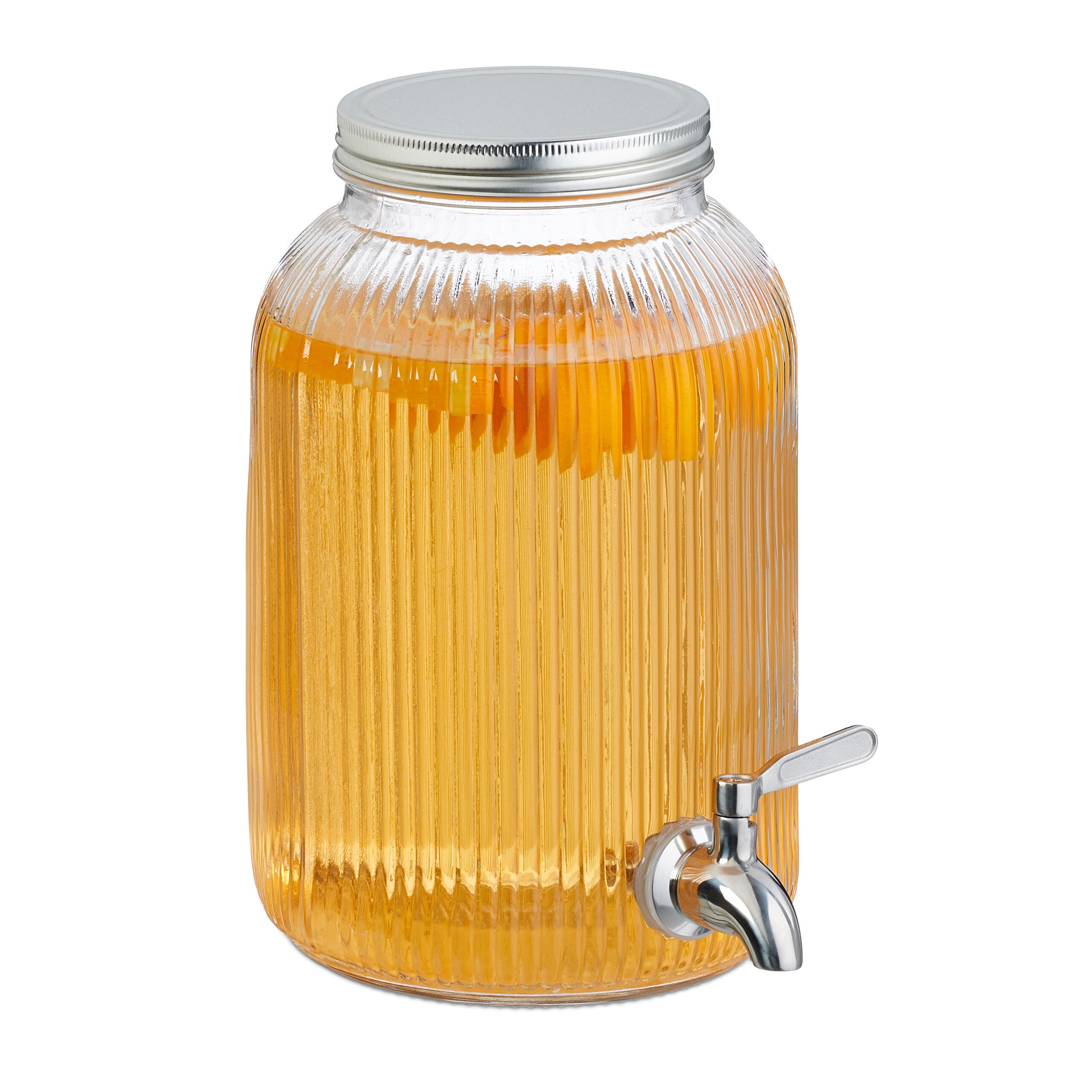 GETRÄNKESPENDER - Transparent, Glas/Metall (4L) - Relaxdays