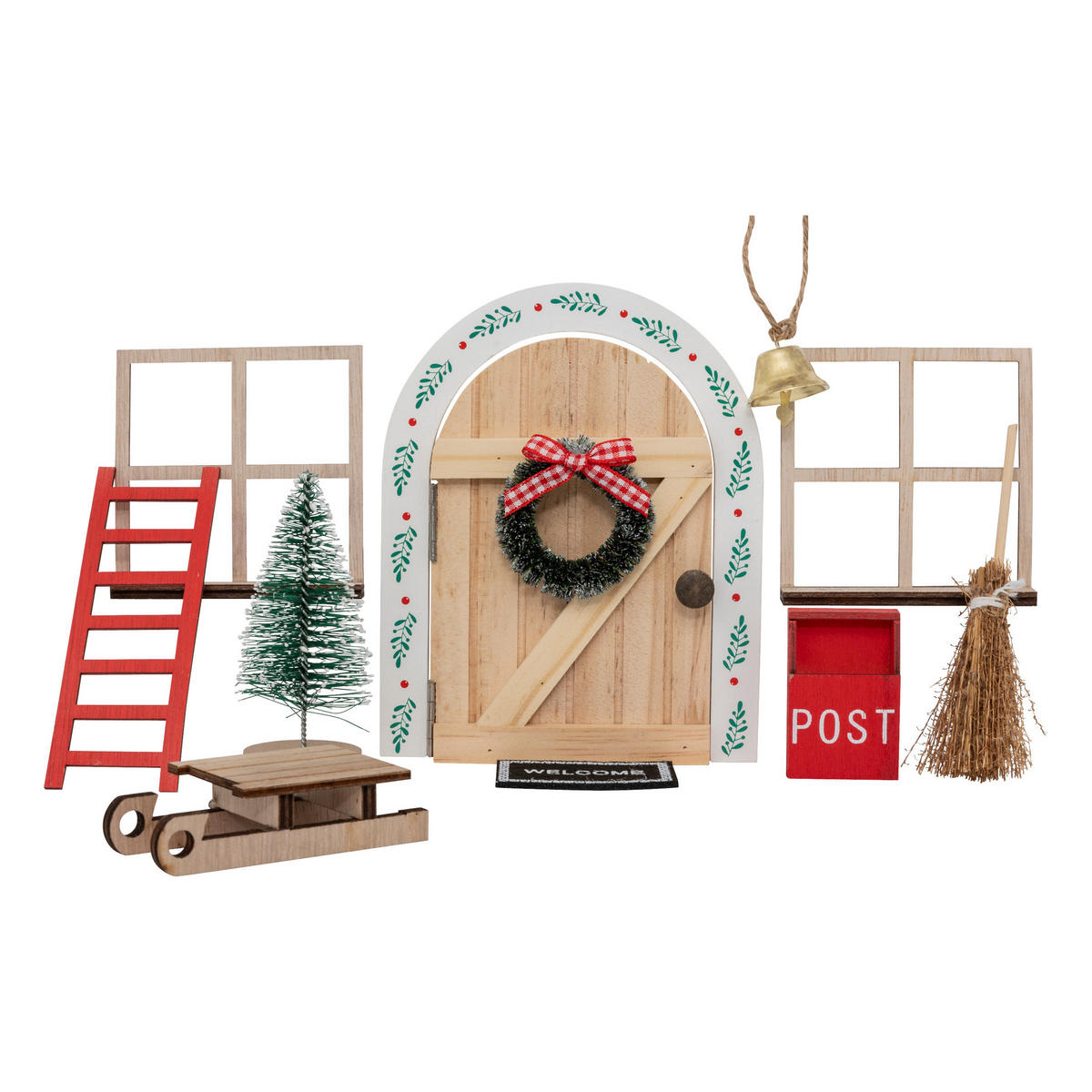 ELFENTÜR Weihnachtsset 10-teilig - Multicolor, Holzwerkstoff (2.5/15/12cm) - Atmosphera Createur d´interieur