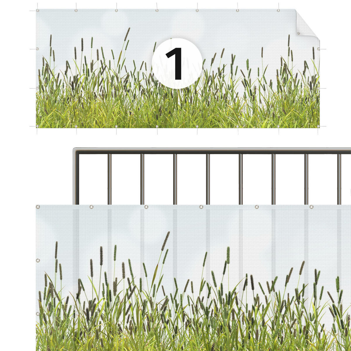 BALKON SICHTSCHUTZ Grüne Wiese 550/75 cm - Grün, Kunststoff (550/75cm) - Bilderwelten