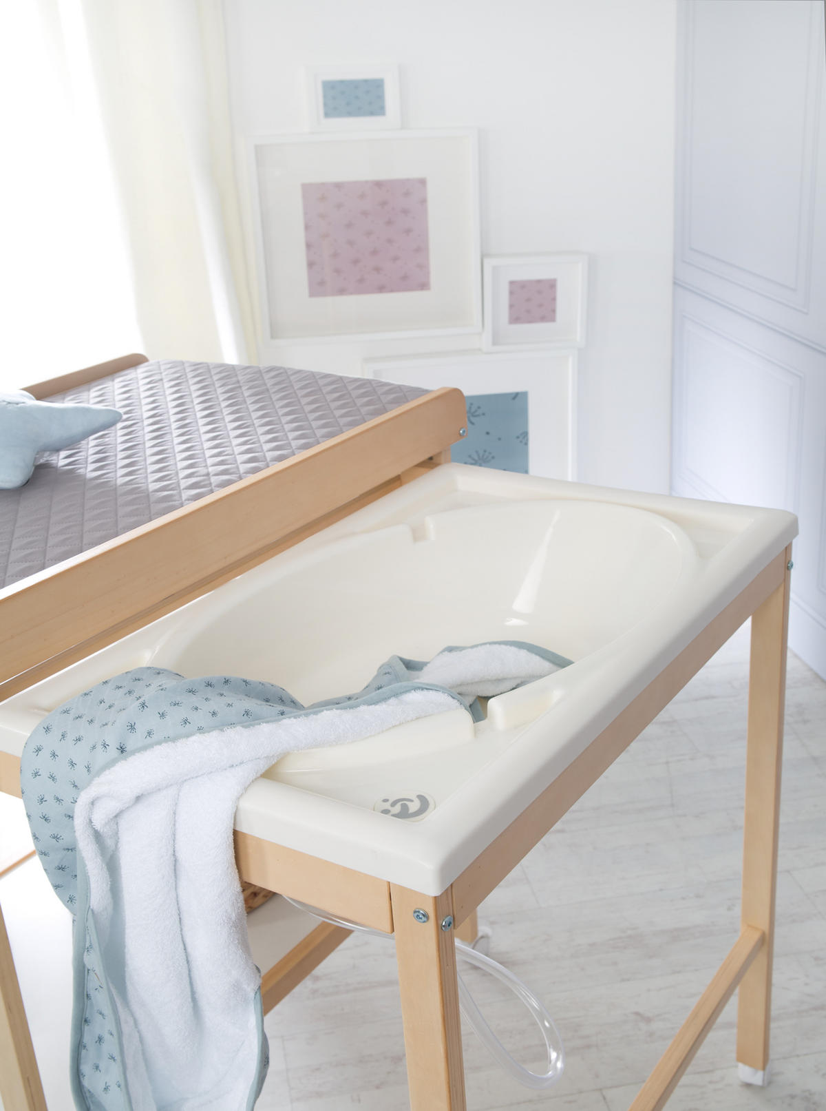 WICKELTISCH mit Badewanne - Naturfarben, Holzwerkstoff (56/100/83cm) - Roba
