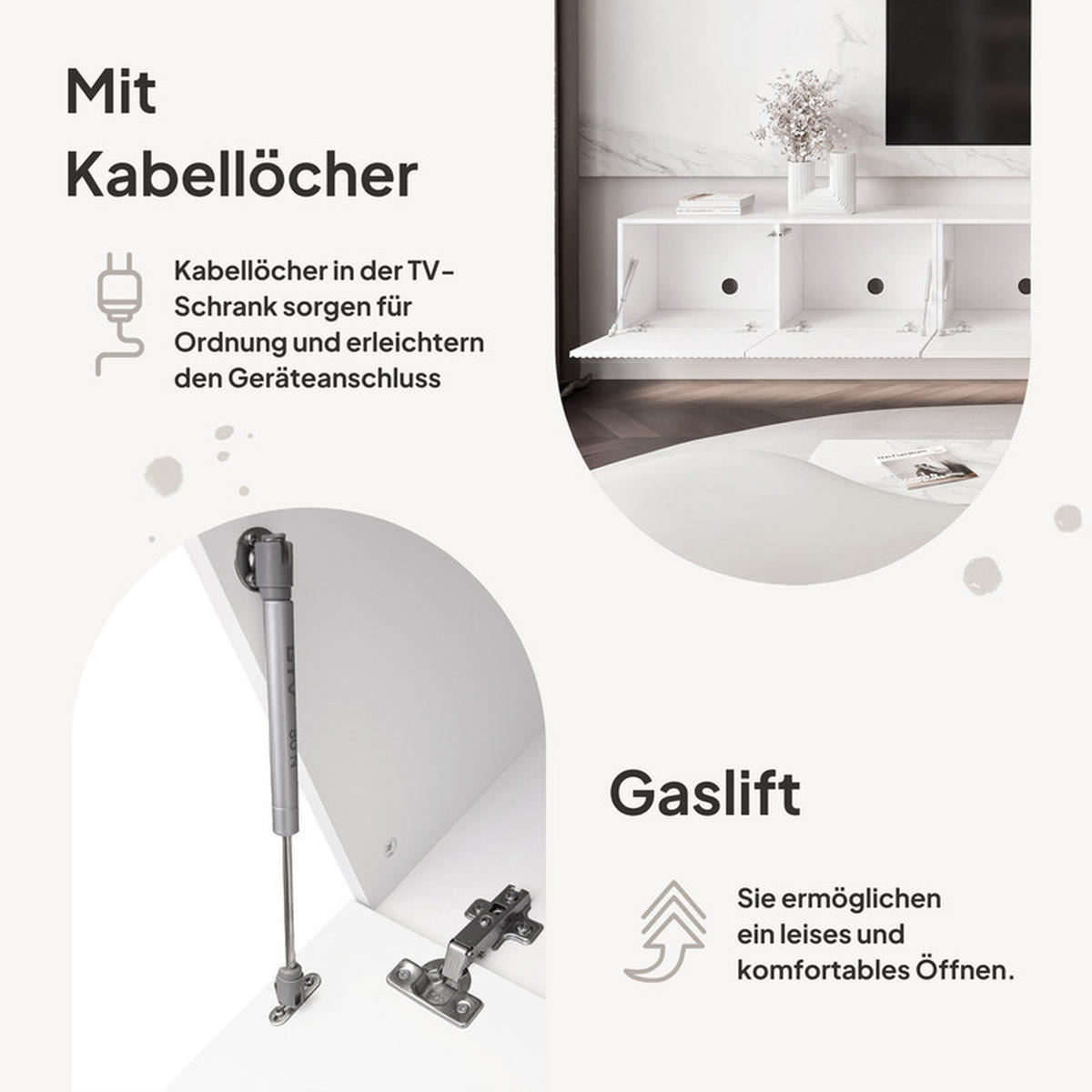 TV-LOWBOARD ANGEL mit LED-Beleuchtung, 300 cm Weiß matt - Weiß, Holzwerkstoff (300/36/40cm) - Idohome