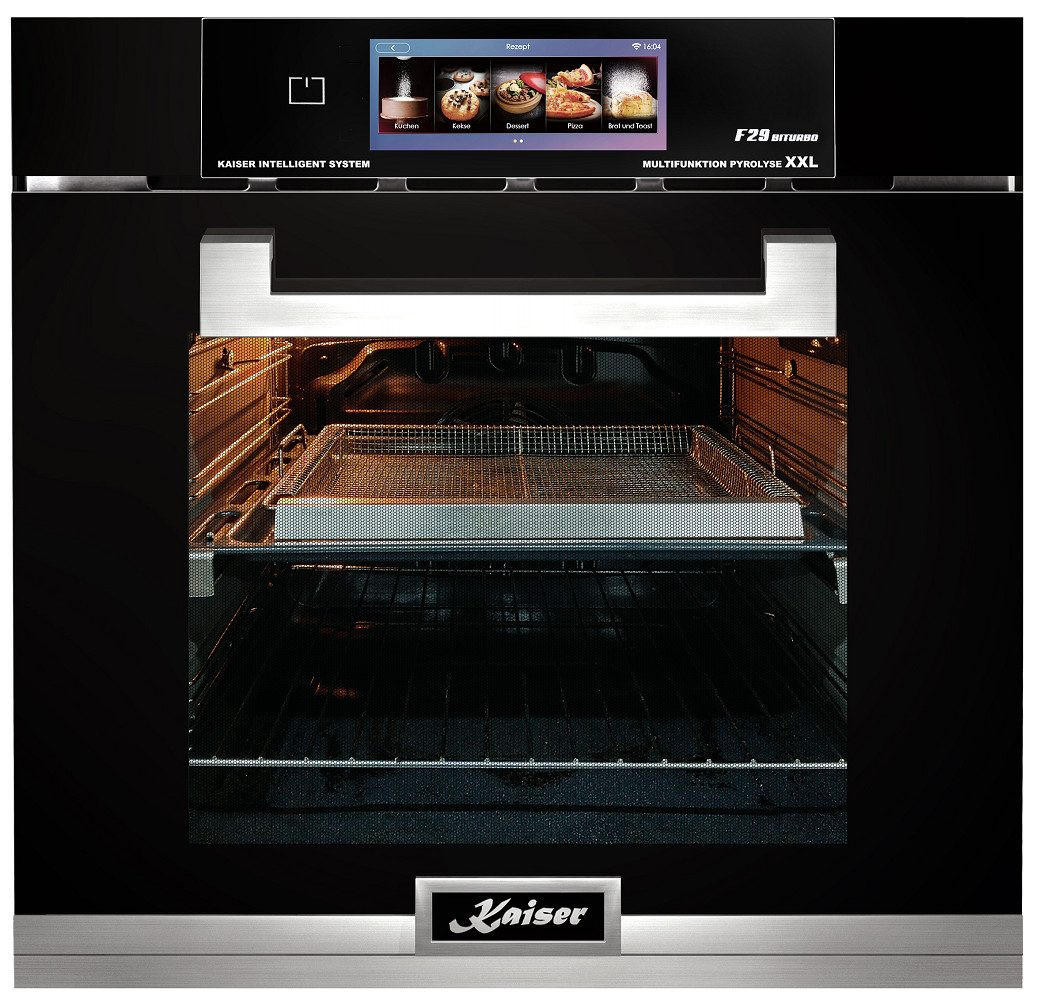EINBAUBACKOFEN EH 6344 N, Schwarzes Glas, Pyrolyse und Dampfreinigung, 60cm - Schwarz, Metall (59.4/59.4/57.5cm) - Kaiser Küchengeräte