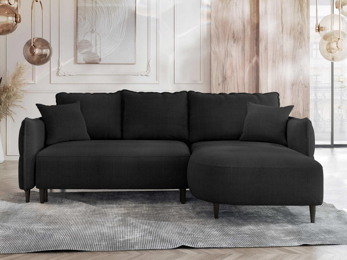 ECKSOFA Sycylia, Seite: Rechts - Anthrazit/Schwarz, Holz/Textil (244/165cm) - MIRJAN24