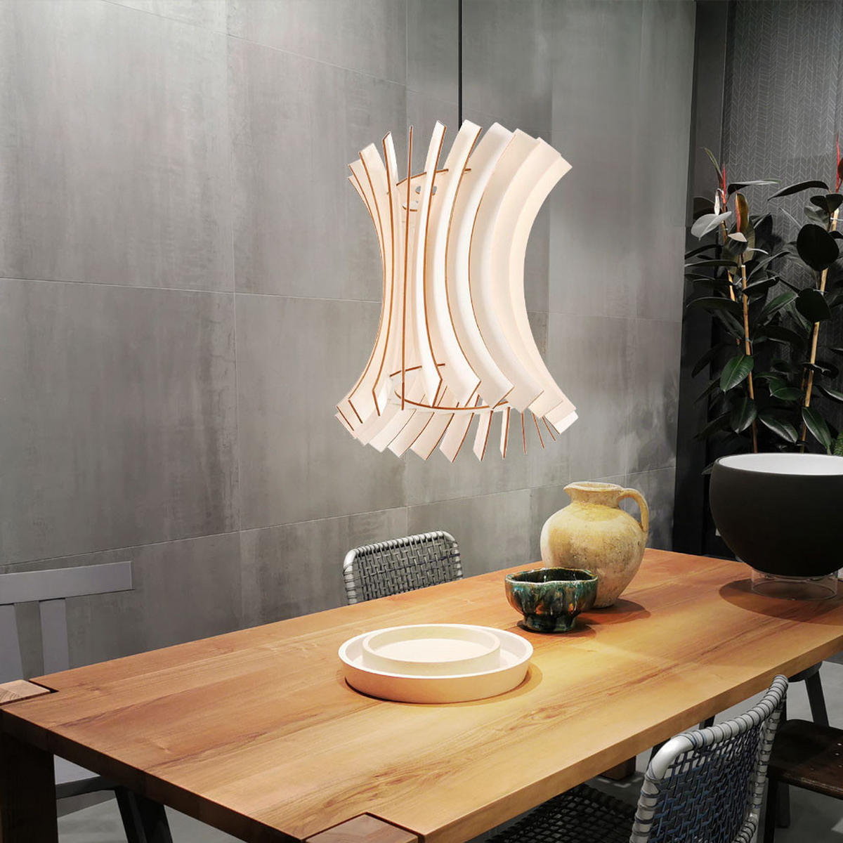 HÄNGELEUCHTE Holz natur schwarz - Braun, Holz (30/30/107cm)