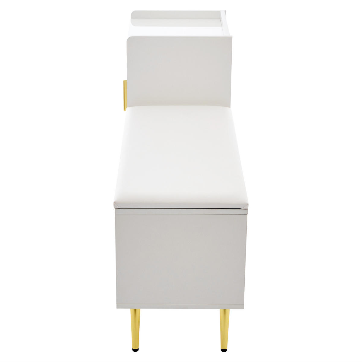 SCHUHSCHRANK Weiß Gold Sitzbank Hochglanz Stauraum Flur - Weiß, Holzwerkstoff (35/71.5/120cm) - FLIEKS
