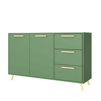 KOMMODE ELISE 140/86/41cm mit 3 Schubladen 2 Türen Grün - Grün, Holzwerkstoff (140/86/41cm) - MASSENO