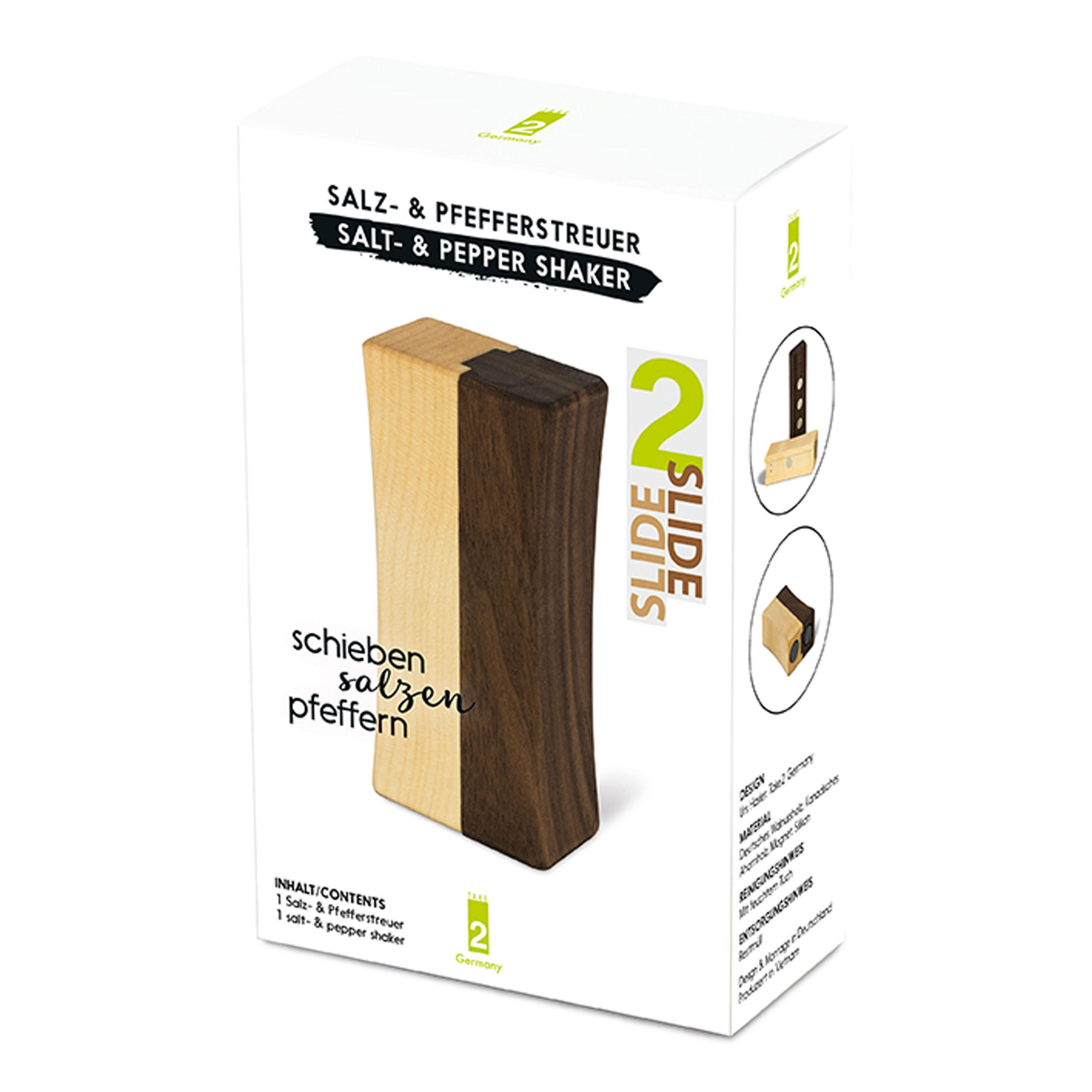 SALZ- & PFEFFERSTREUER 2Slide - Multicolor, Holz (3.7/12.5/8cm) - Take2