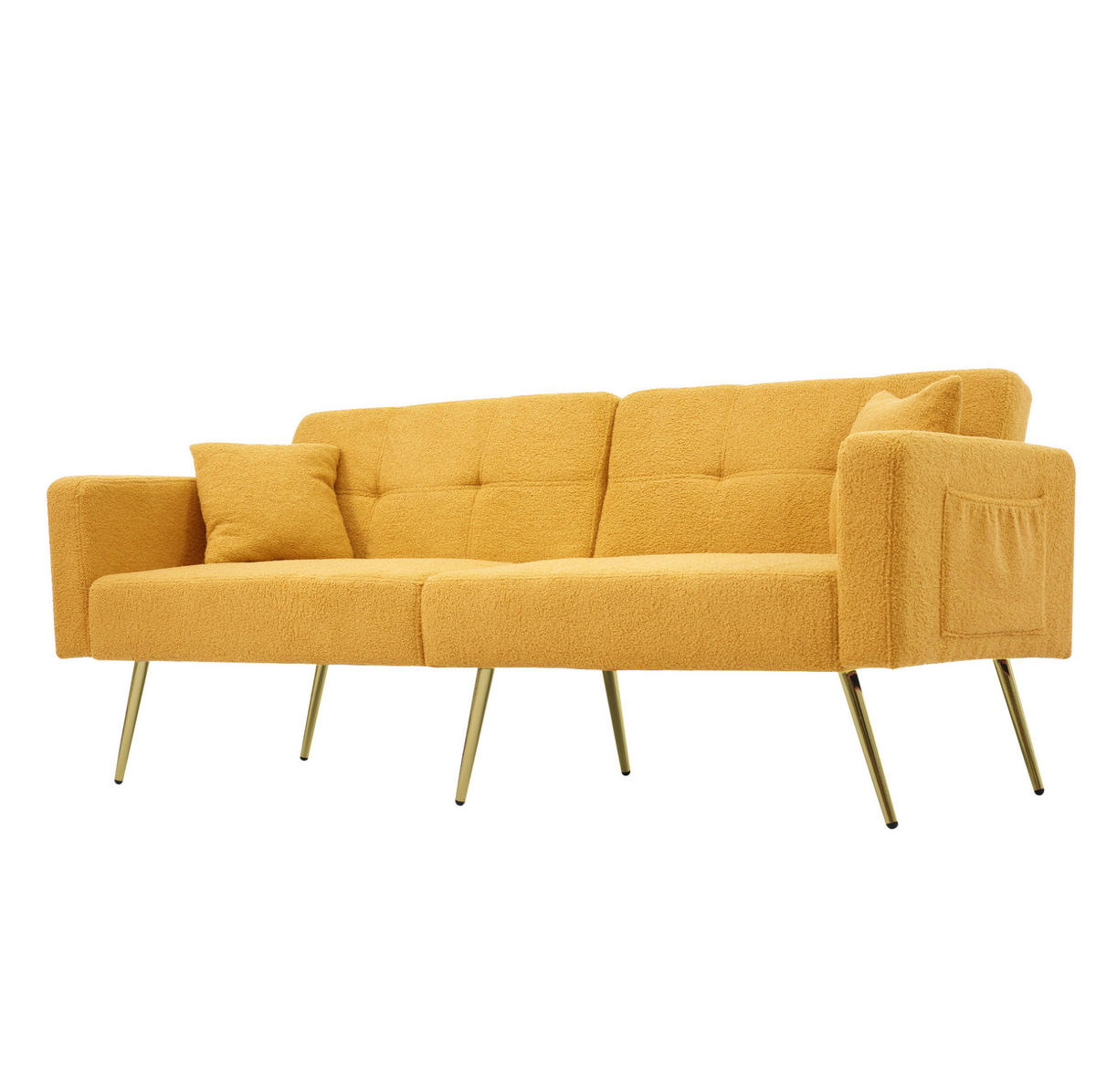 SCHLAFSOFA Lammwollstoff mit verstellbarer Rückenlehne 105–180 Grad Gelb 175/64/72 cm - Gelb, Textil (64/72/175cm) - Redom