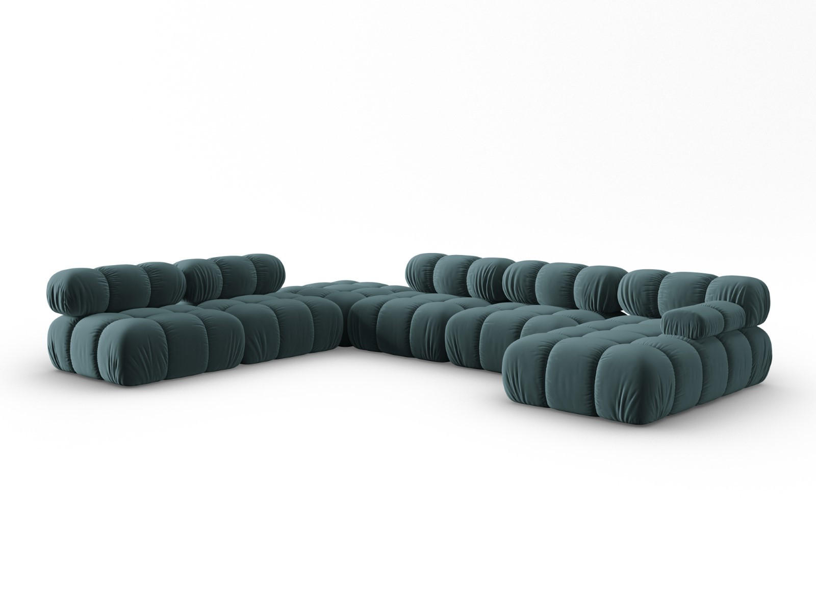 MODULARES-PANORAMASOFA links Bellis aus Samt petrol 7 Sitzplätze - Petrol, Textil (282/63/379cm) - Micadoni