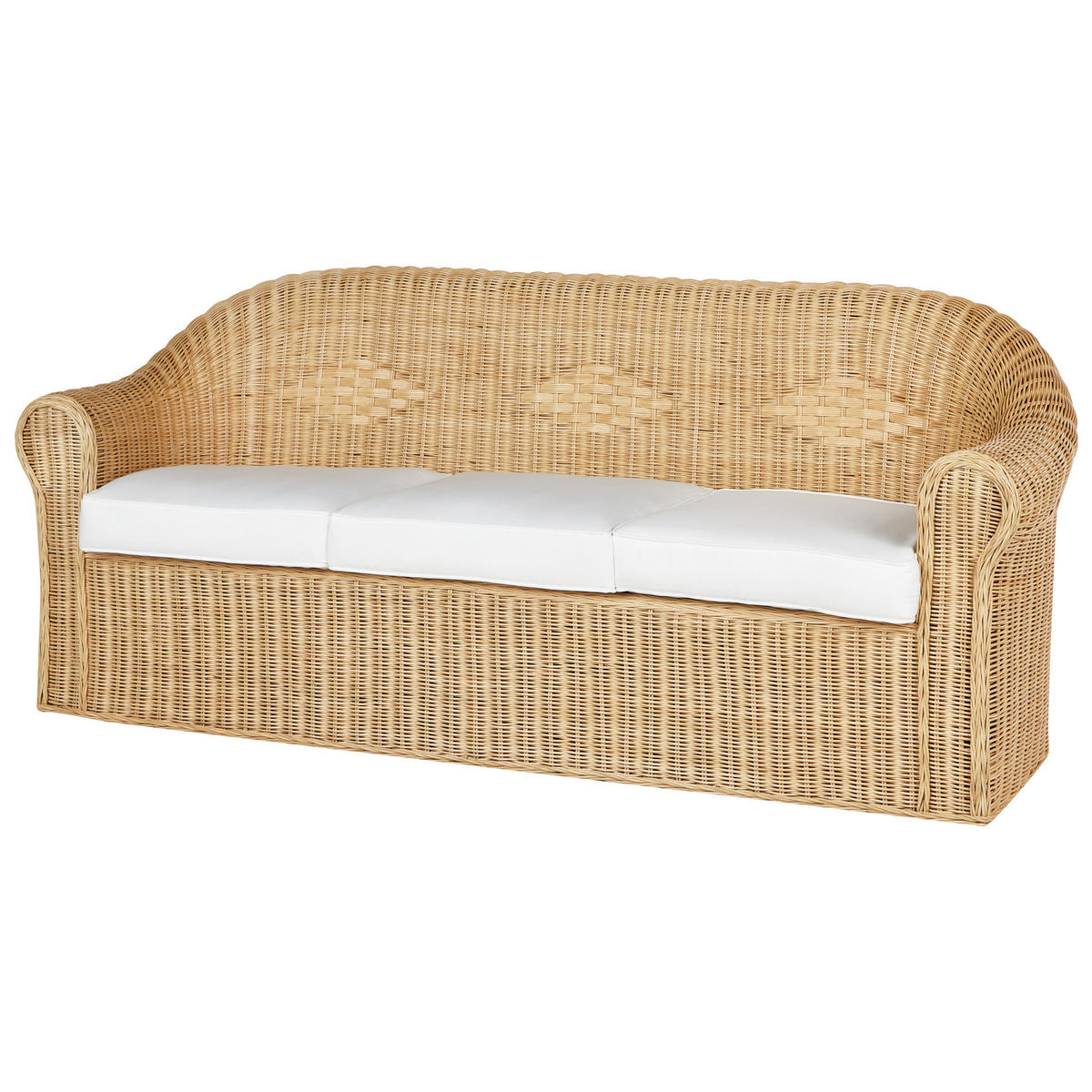 LOUNGE SET 5-Sitzer Rattan naturfarben Auflagen weiß Fracasti - Naturfarben, Naturmaterialen - Beliani