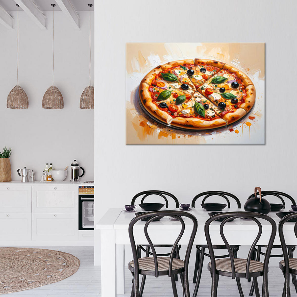 LEINWANDBILD Pizza Essen 120x80cm - Beige, Textil (120/80cm) - Feeby