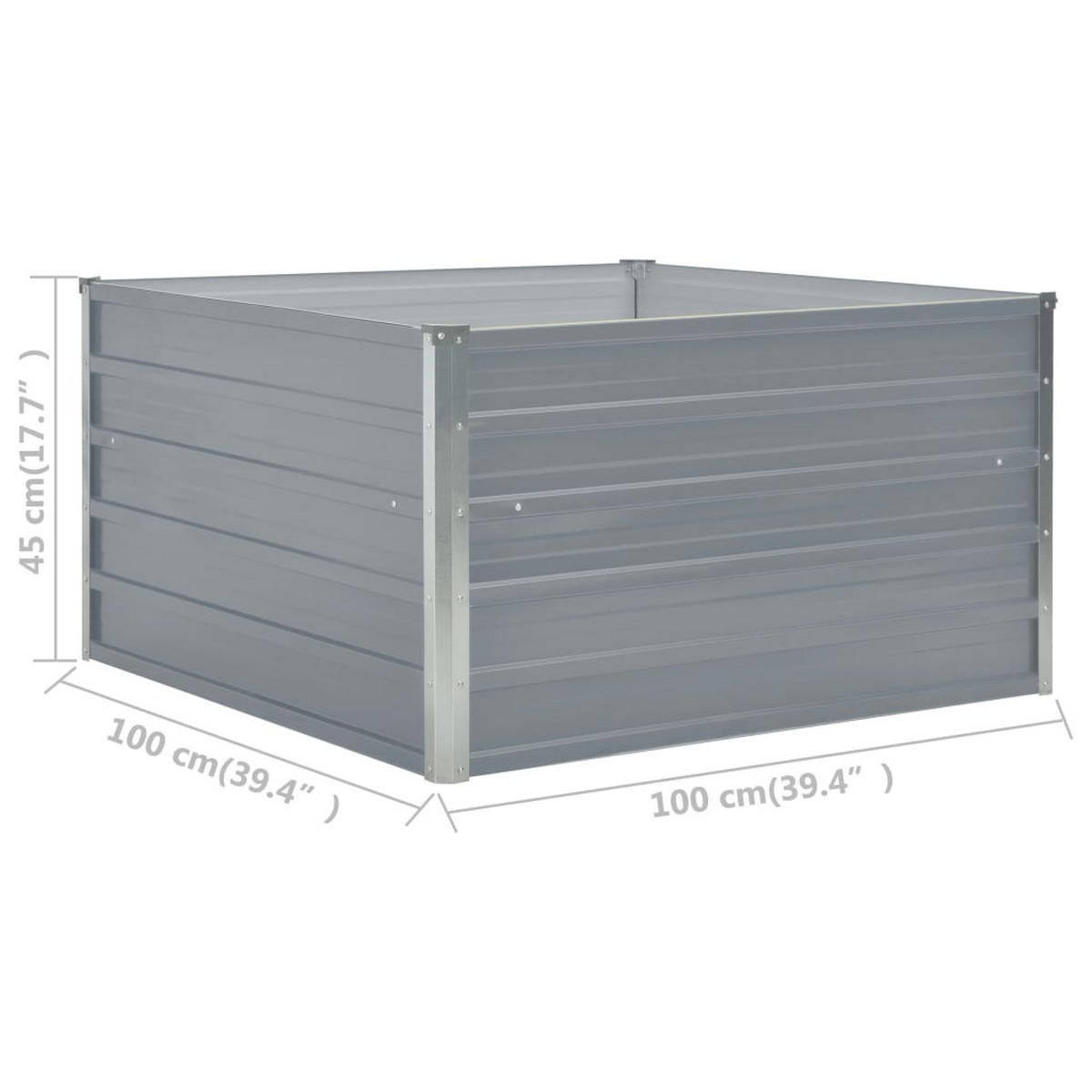 HOCHBEET 100/100/45 Cm Verzinkter Stahl Grau - Grau, Metall (100/45/100cm) - vidaXL