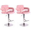 BARHOCKER Dubai, 2er Set, Gestell Metall in Chromoptik, Kunstleder Pink - Chromfarben/Rosa, Kunststoff/Textil (52/100/55cm) - TPFLiving