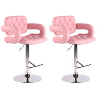 BARHOCKER Dubai, 2er Set, Gestell Metall in Chromoptik, Kunstleder Pink - Chromfarben/Rosa, Kunststoff/Textil (52/100/55cm) - TPFLiving
