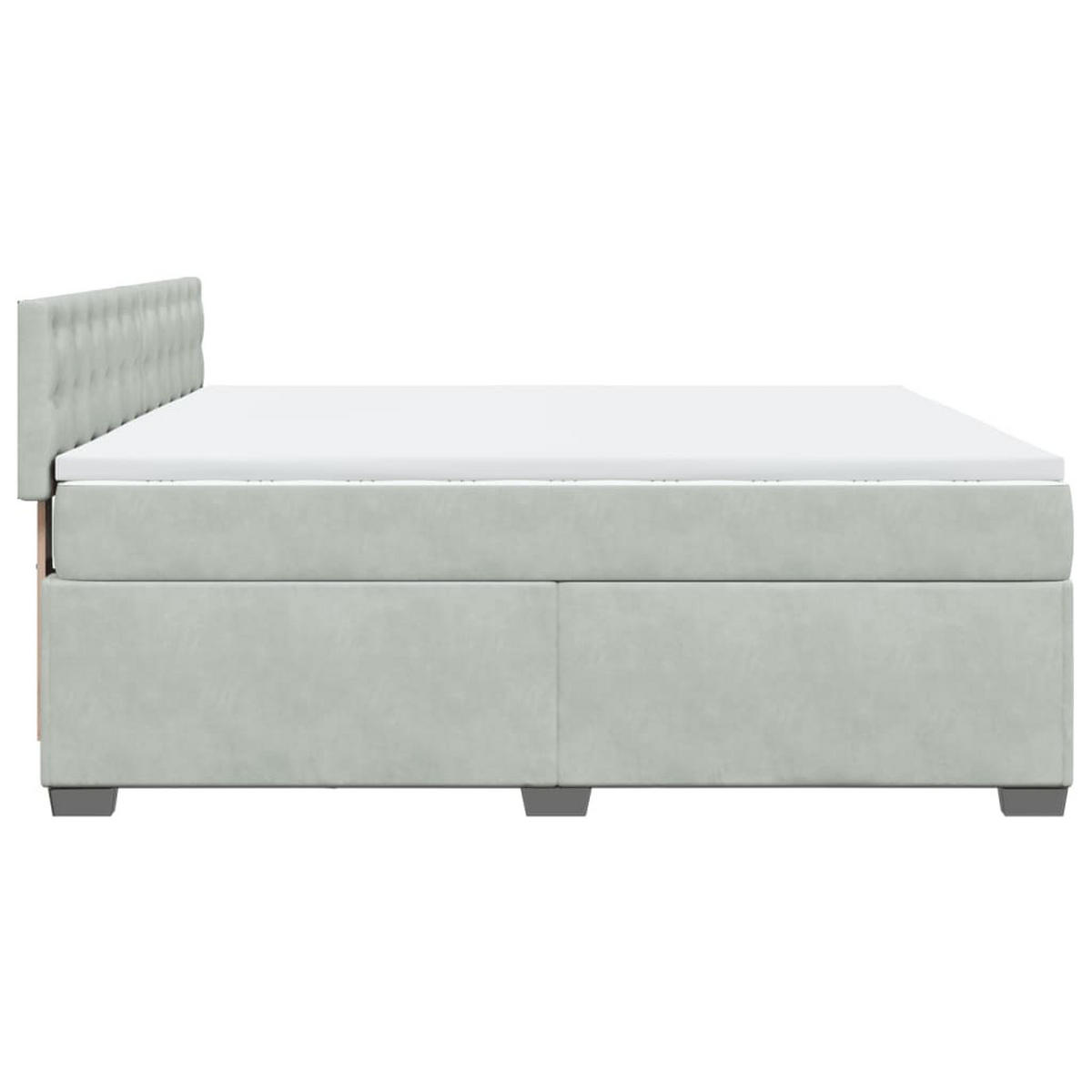 BOXSPRINGBETT 180/200 Cm Grau Samt - Grau, Textil (180/200cm) - vidaXL